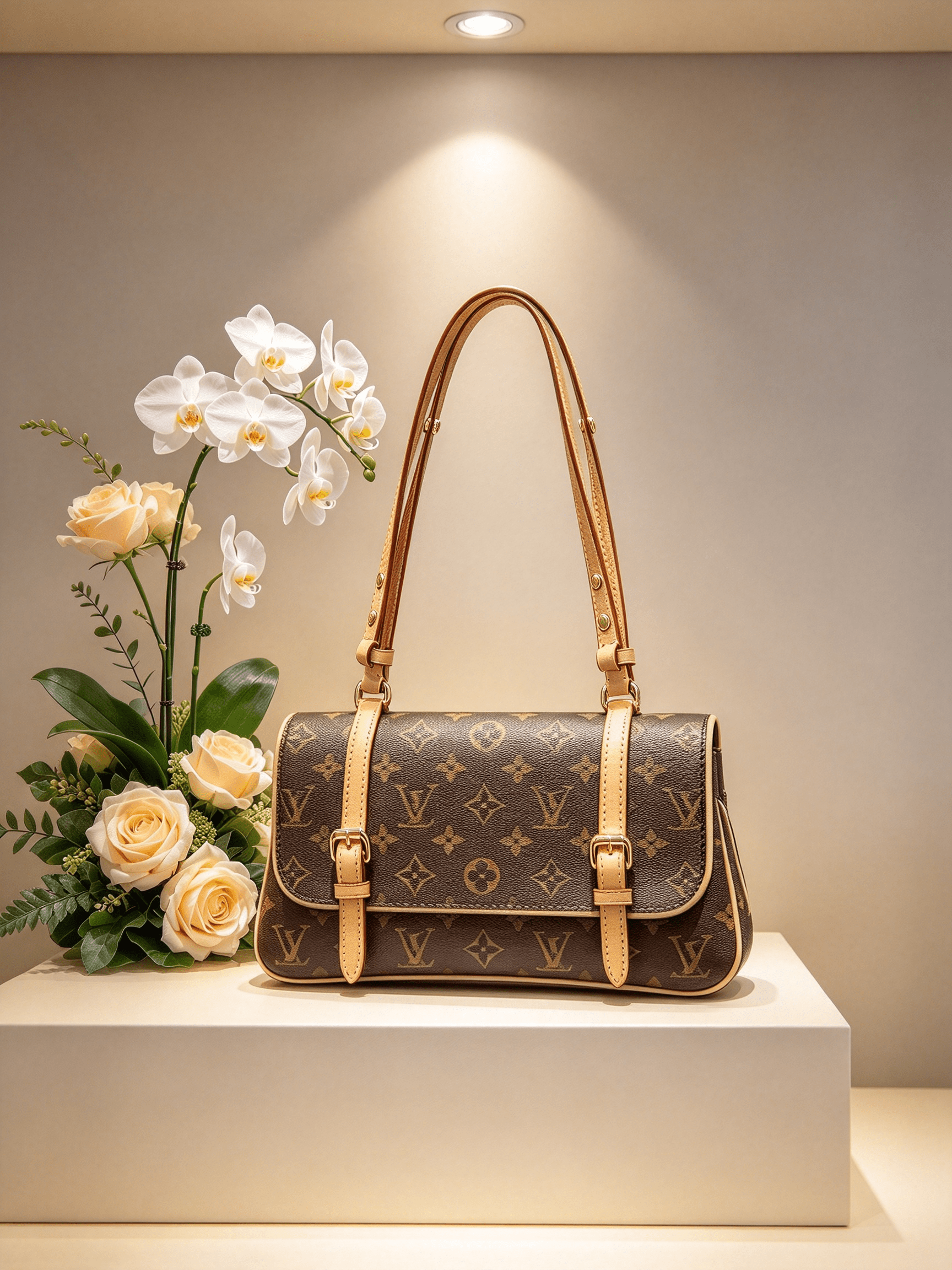 Classic Monogram Double Drawstring Vintage-Inspired Bag | Elegant Longline Silhouette Figure-Flattering
