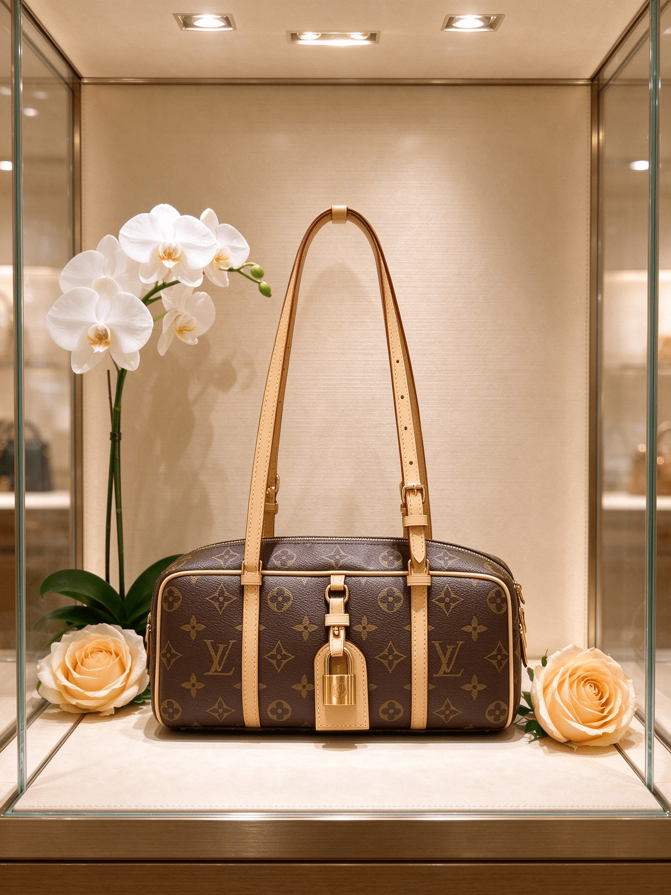 Vintage Monogram Barrel Boston Pillow Bag | Adjustable Top Handle & Shoulder Strap | Luxury Women's Handbag