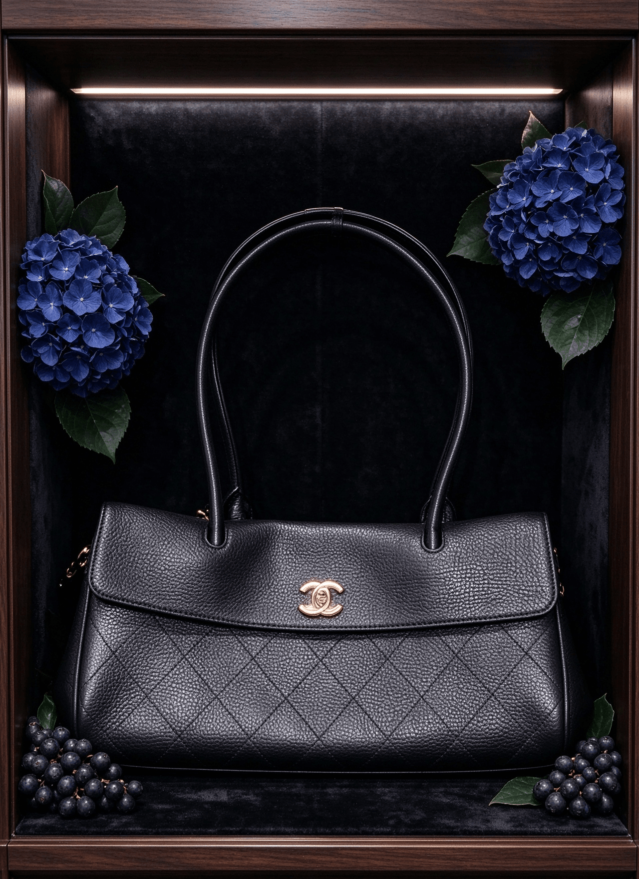 Chanel black diamond cowhide handbag vintage flip gold buckle commuter bag 图 3