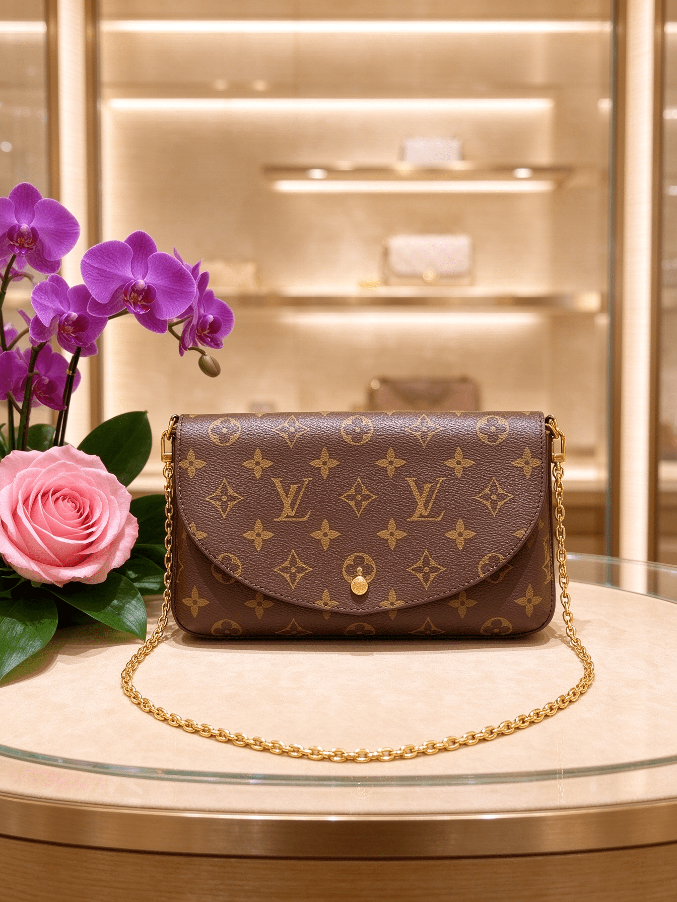 Classic Monogram 3-in-1 Chain Bag | Detachable Pouch & Card Holder | Women's Crossbody Shoulder Bag 图 4