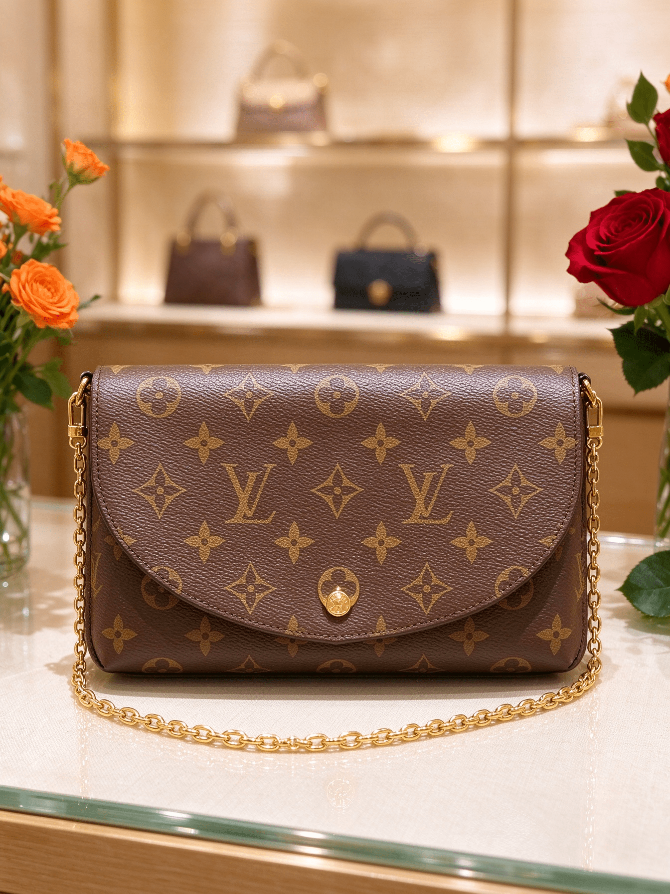 Classic Monogram 3-in-1 Chain Bag | Detachable Pouch & Card Holder | Women's Crossbody Shoulder Bag