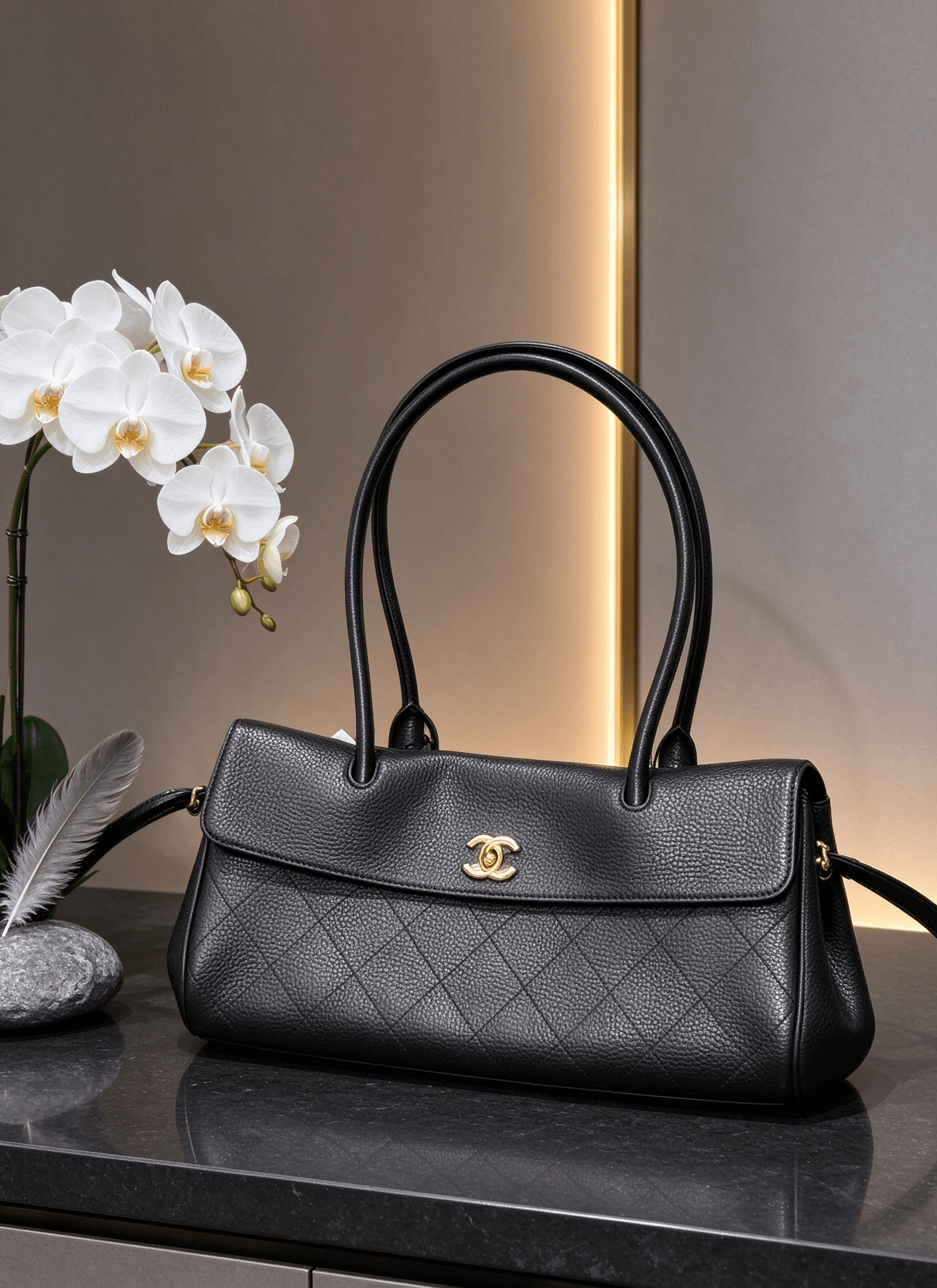 Chanel black diamond cowhide handbag vintage flip gold buckle commuter bag 图 6