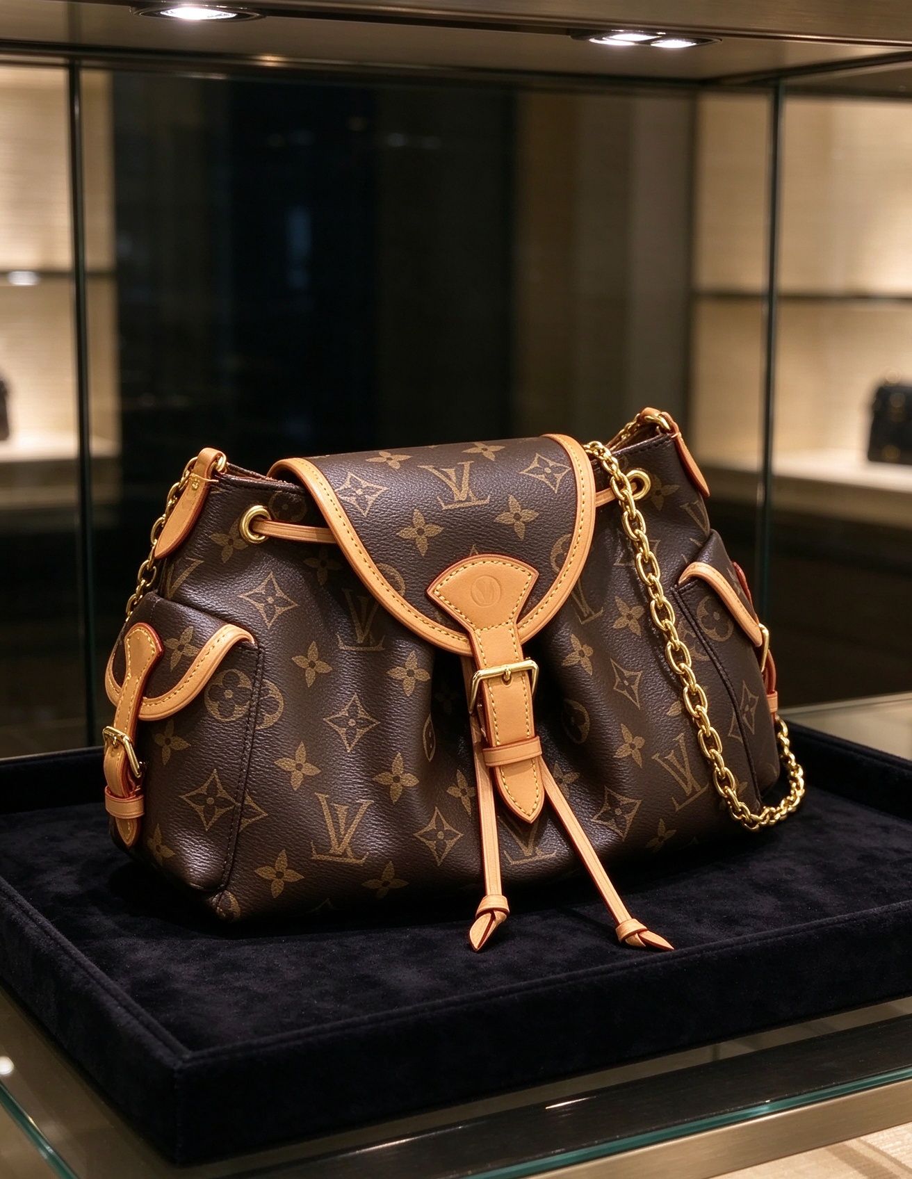 LV Louis Vuitton Floral Drawstring Chain Messenger Bag Vintage Monogram Flap Chain Shoulder Crossbody Women's Bag 图 5