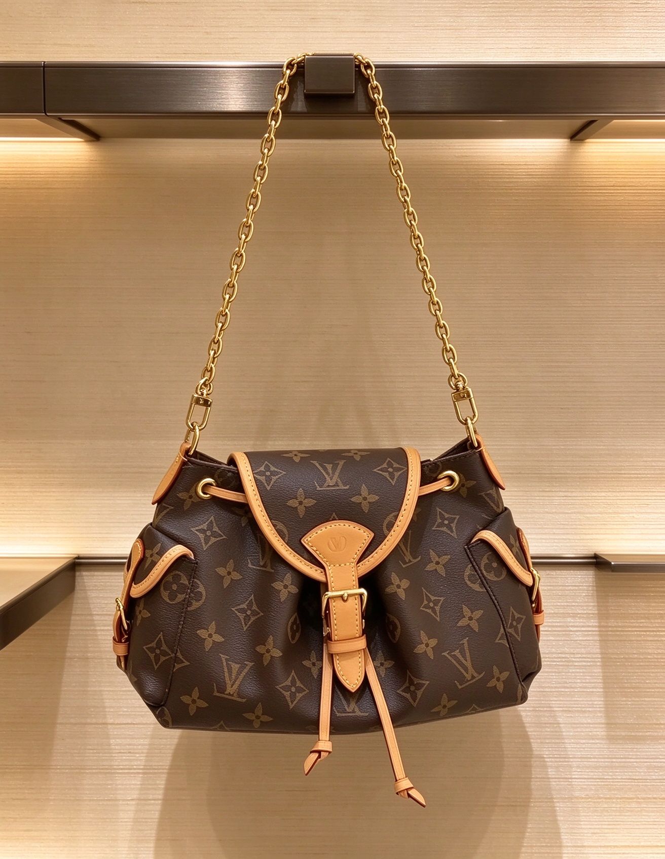 LV Louis Vuitton Floral Drawstring Chain Messenger Bag Vintage Monogram Flap Chain Shoulder Crossbody Women's Bag 图 2