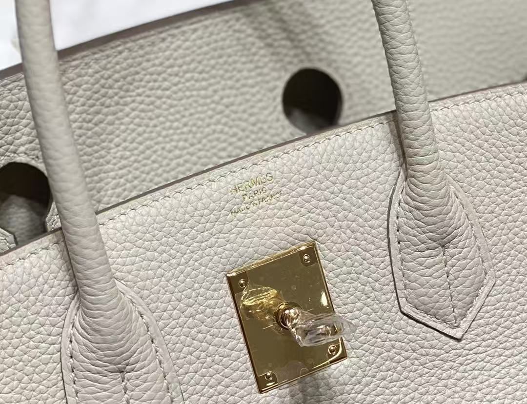 Birkin30 Handbag, Cream White Togo Calfskin with Gold Hardware, Classic Large Capacity Women Top Handle Bag 图 5