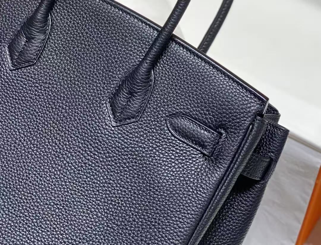 Tas Birkin30, Kulit Lembu Togo Hitam dengan Perangkat Keras Emas, Tas Pegangan Atas Wanita Kapasitas Besar Klasik 图 7