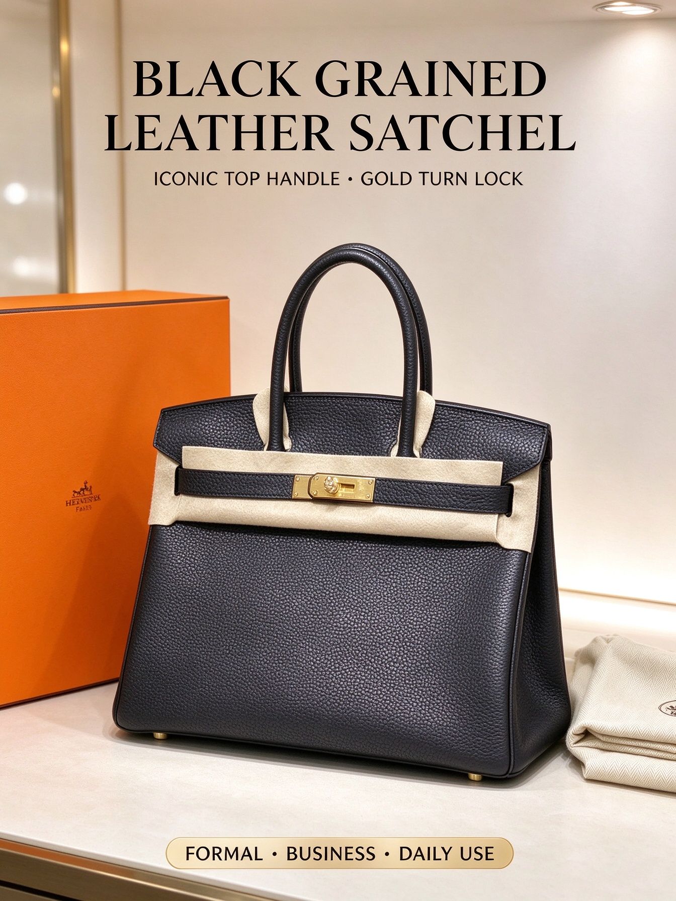 Birkin30 Handbag, Black Togo Calfskin with Gold Hardware, Classic Large Capacity Women Top Handle Bag