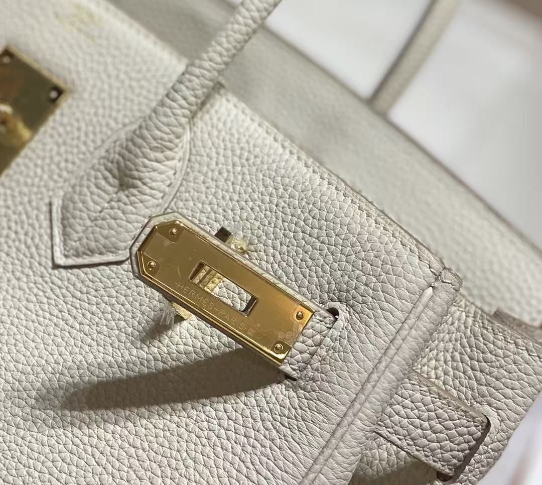 Birkin30 Handbag, Cream White Togo Calfskin with Gold Hardware, Classic Large Capacity Women Top Handle Bag 图 6