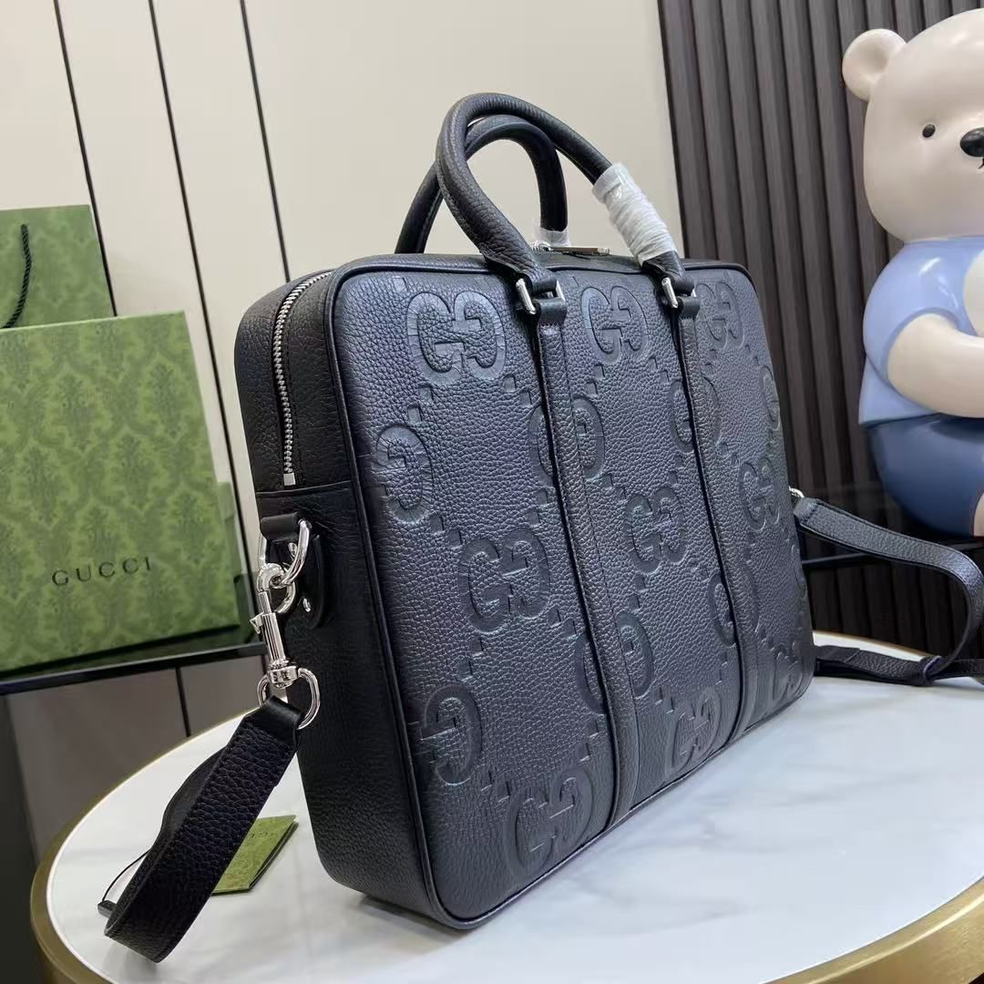 Gucci Full GG Embossed Briefcase Men's Large Capacity Laptop Bag Removable Shoulder Strap 图 2
