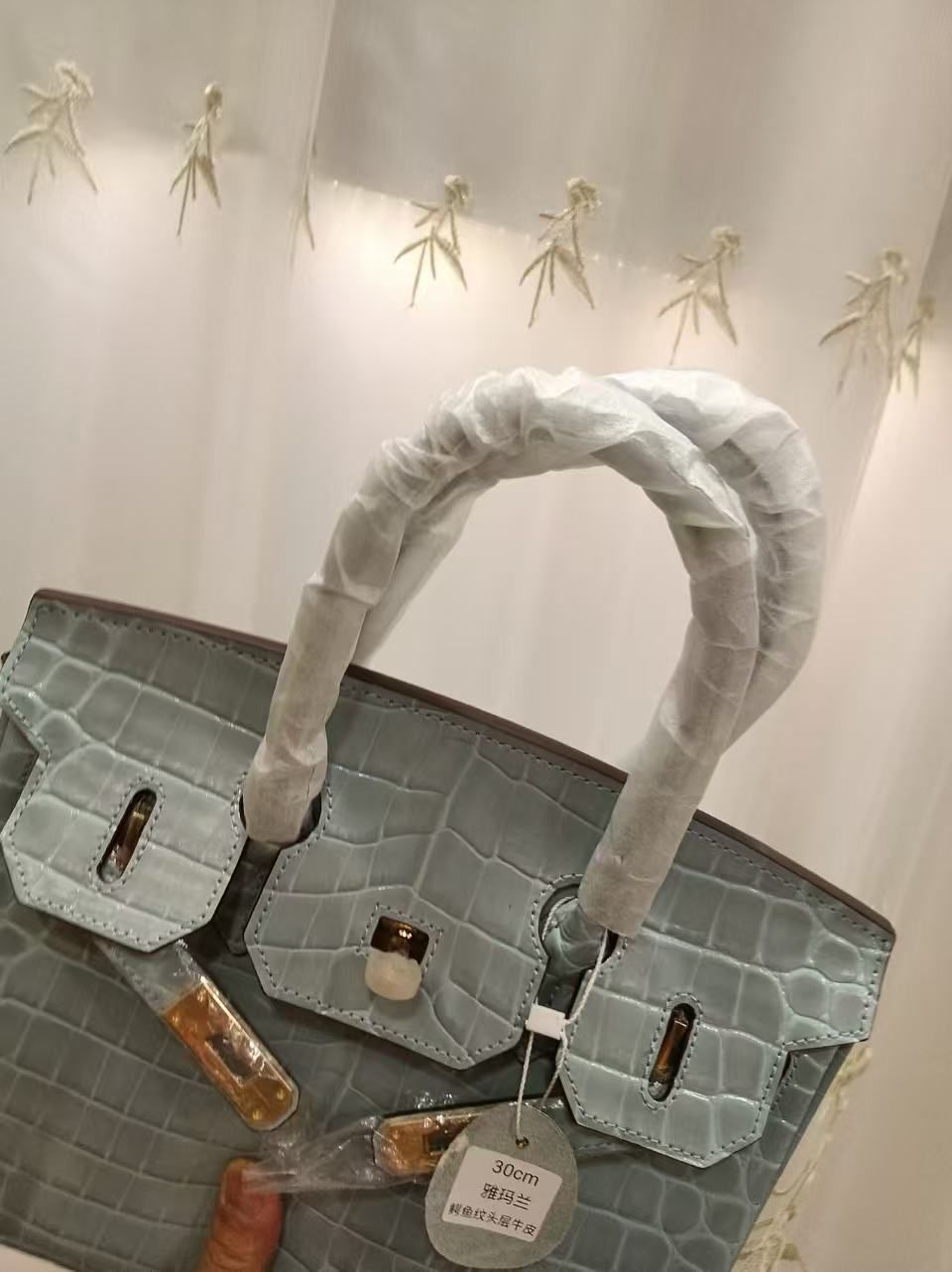 Túi xách da bò đầu cá sấu sang trọng nhẹ 30cm Túi bạch kim tạo kiểu bóng loáng Túi xách đi lại yến tiệc nữ 图 9