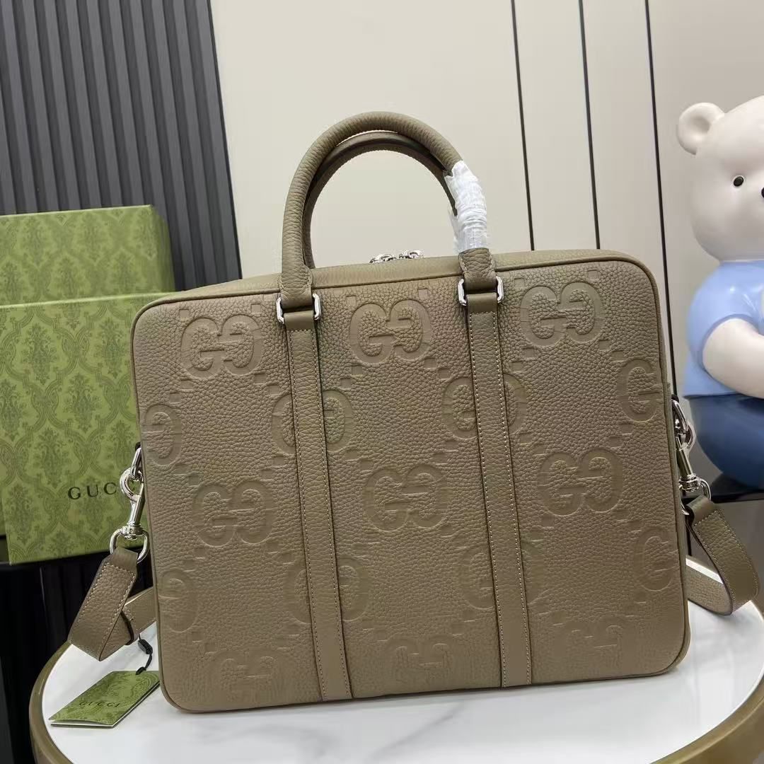 Gucci Full GG Embossed Briefcase Men's Large Capacity Laptop Bag Removable Shoulder Strap 图 5