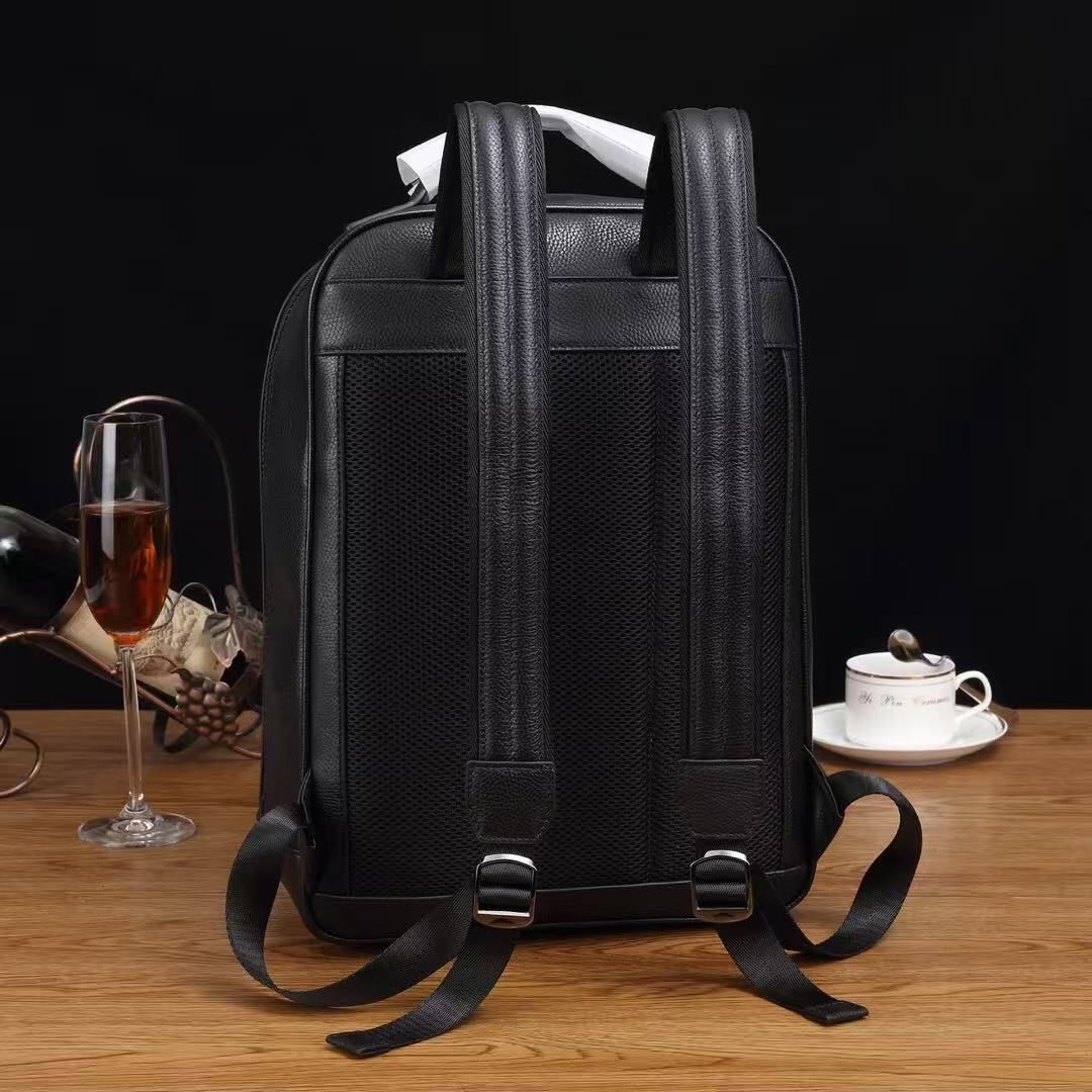 Montblanc Black Pebbled Cowhide Leather Backpack, Luxury Business Travel Rucksack 图 2