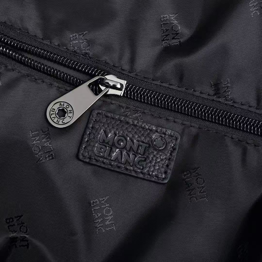 Montblanc Black Pebbled Cowhide Leather Backpack, Luxury Business Travel Rucksack 图 8