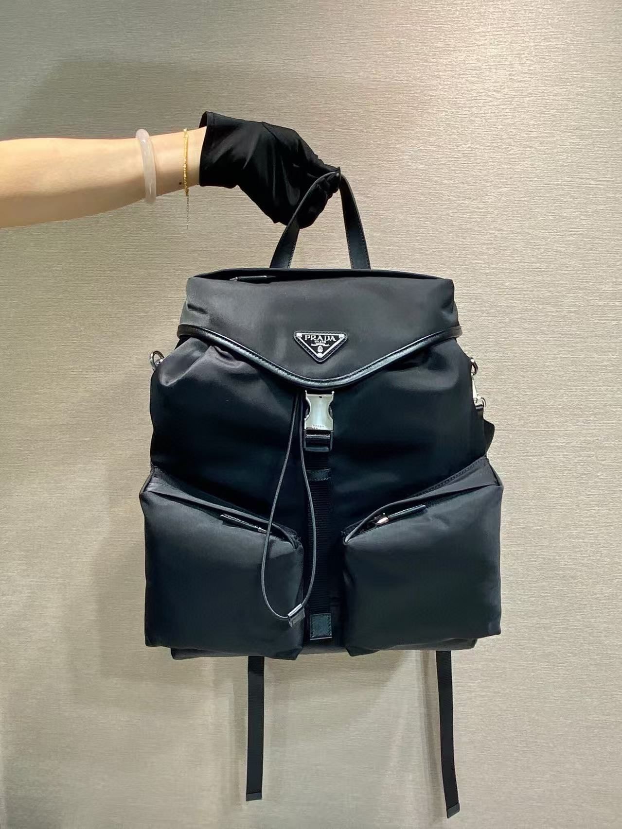 Prada Men Casual Backpack, Lightweight Nylon Commute Business Laptop Bag