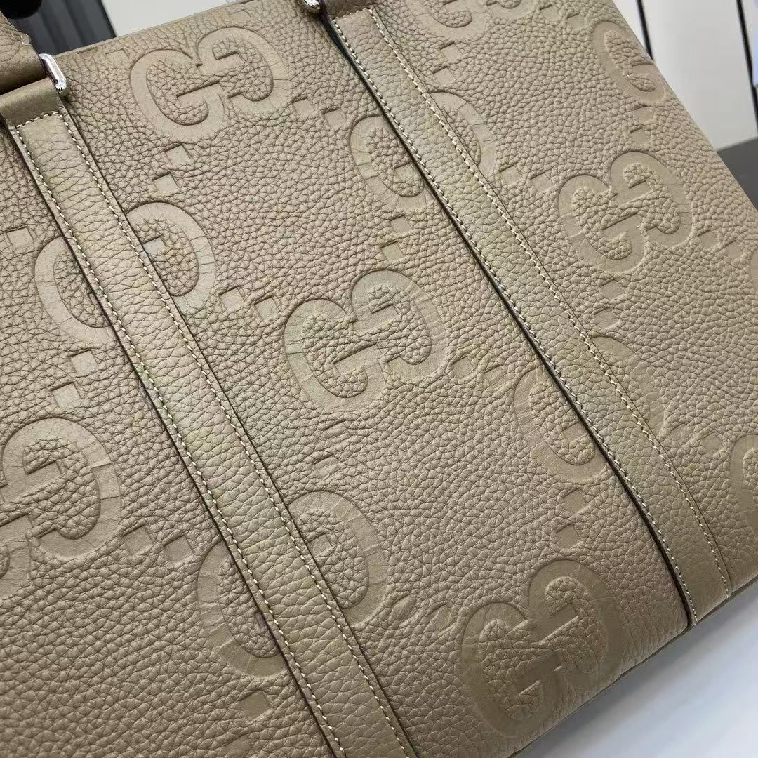 Gucci Full GG Embossed Briefcase Men's Large Capacity Laptop Bag Removable Shoulder Strap 图 7