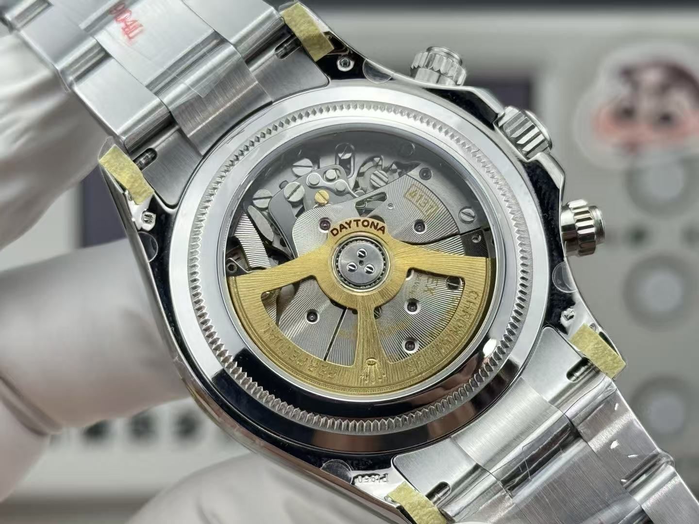 Ice Blue Disc Panda Di Same Fully Automatic Mechanical Chronograph Men's Chocolate Ceramic Ring Steel Band Business Waterproof Watch 图 7