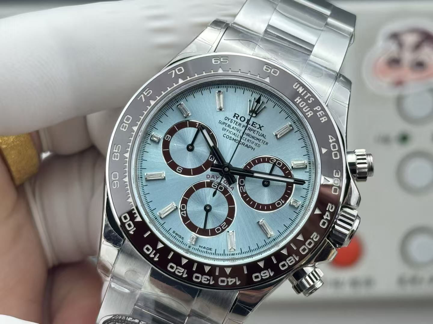 Ice Blue Disc Panda Di Same Fully Automatic Mechanical Chronograph Men's Chocolate Ceramic Ring Steel Band Business Waterproof Watch 图 5
