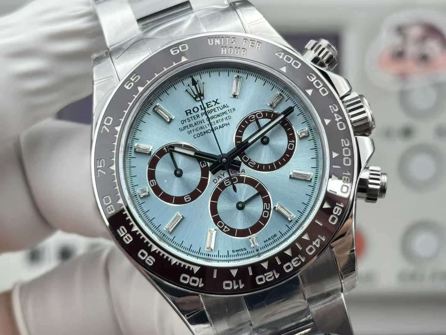 Ice Blue Disc Panda Di Same Fully Automatic Mechanical Chronograph Men's Chocolate Ceramic Ring Steel Band Business Waterproof Watch 图 4