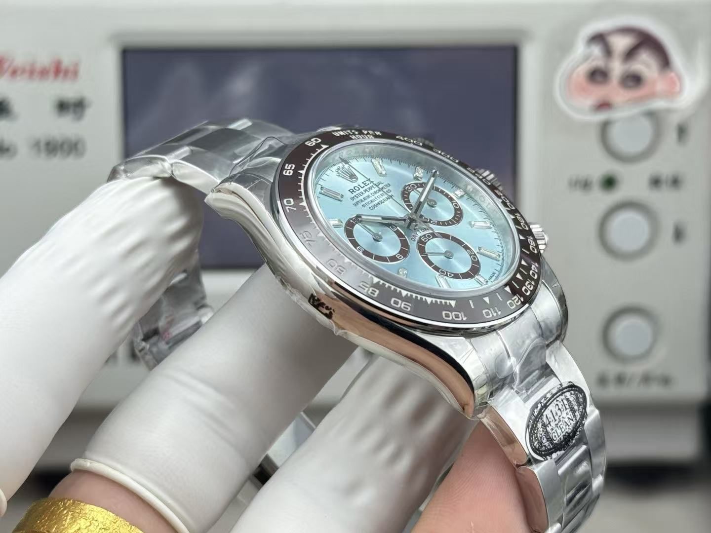 Ice Blue Disc Panda Di Same Fully Automatic Mechanical Chronograph Men's Chocolate Ceramic Ring Steel Band Business Waterproof Watch 图 6