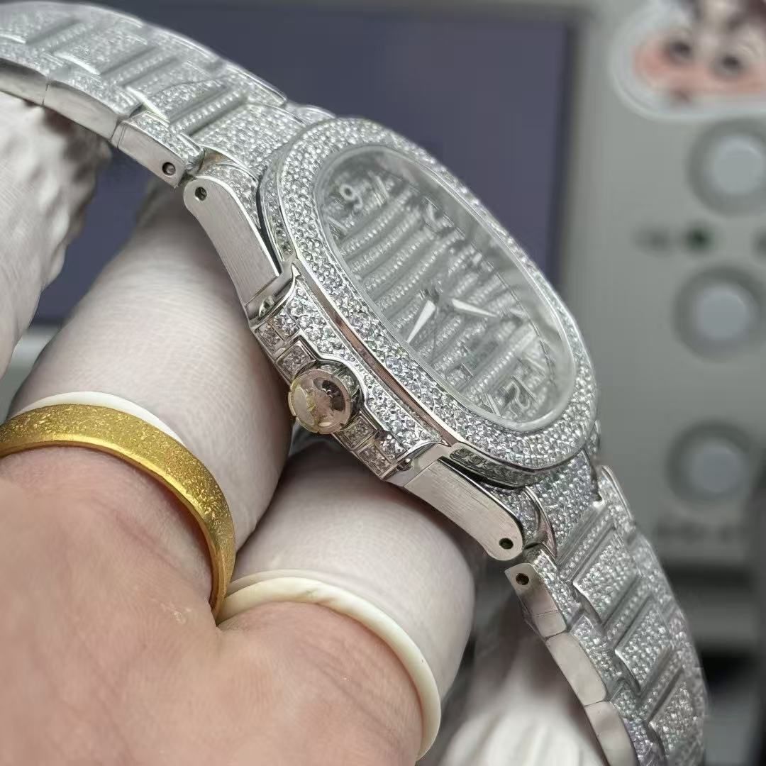 Patek Philippe Nautilus Full Diamond Dense Steel Band Automatic Ladies Watch 图 5