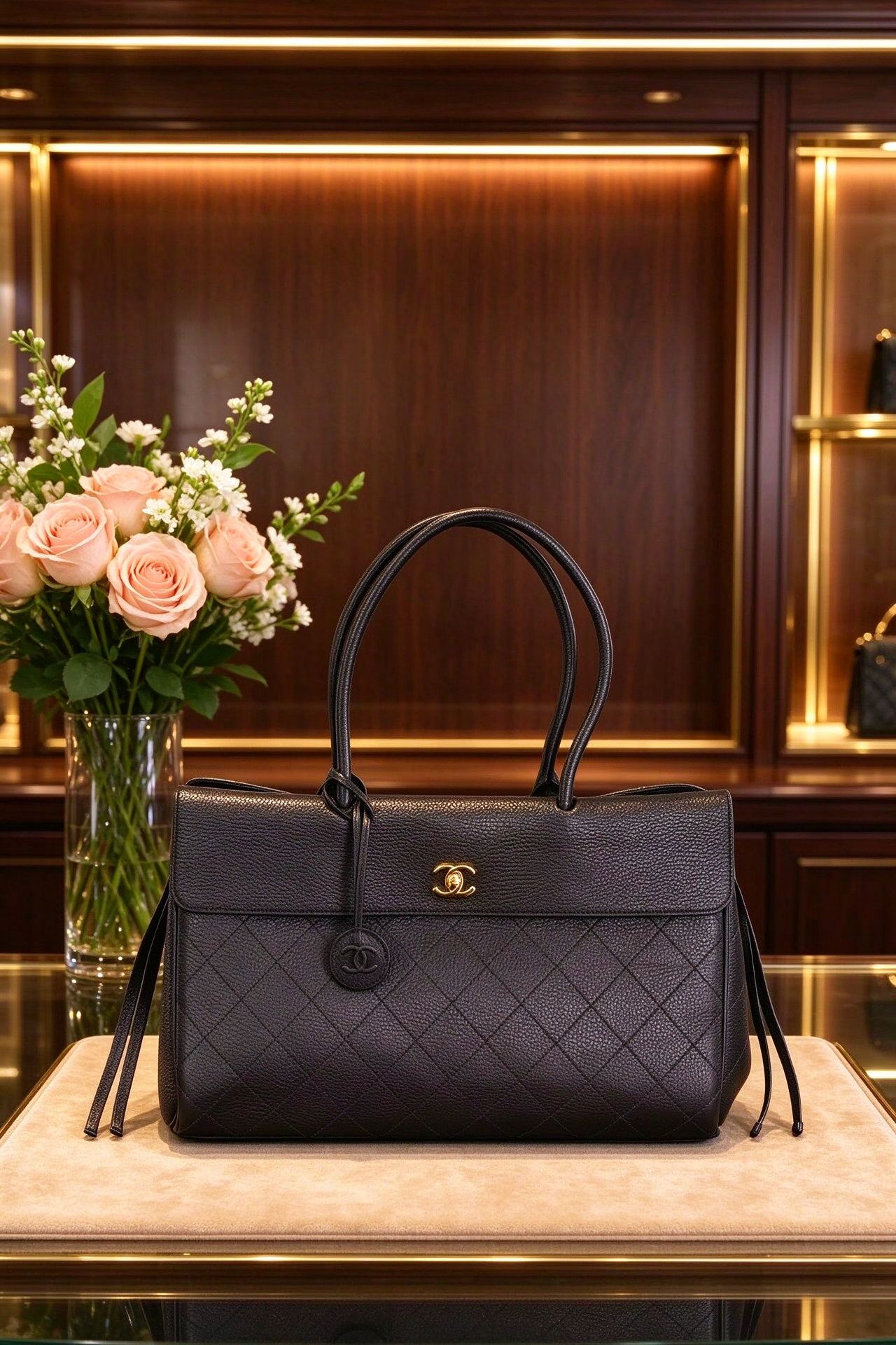 Classic Caviar Rhombus Tote Large Capacity Flip Handbag Women's Commuter Bag 图 3