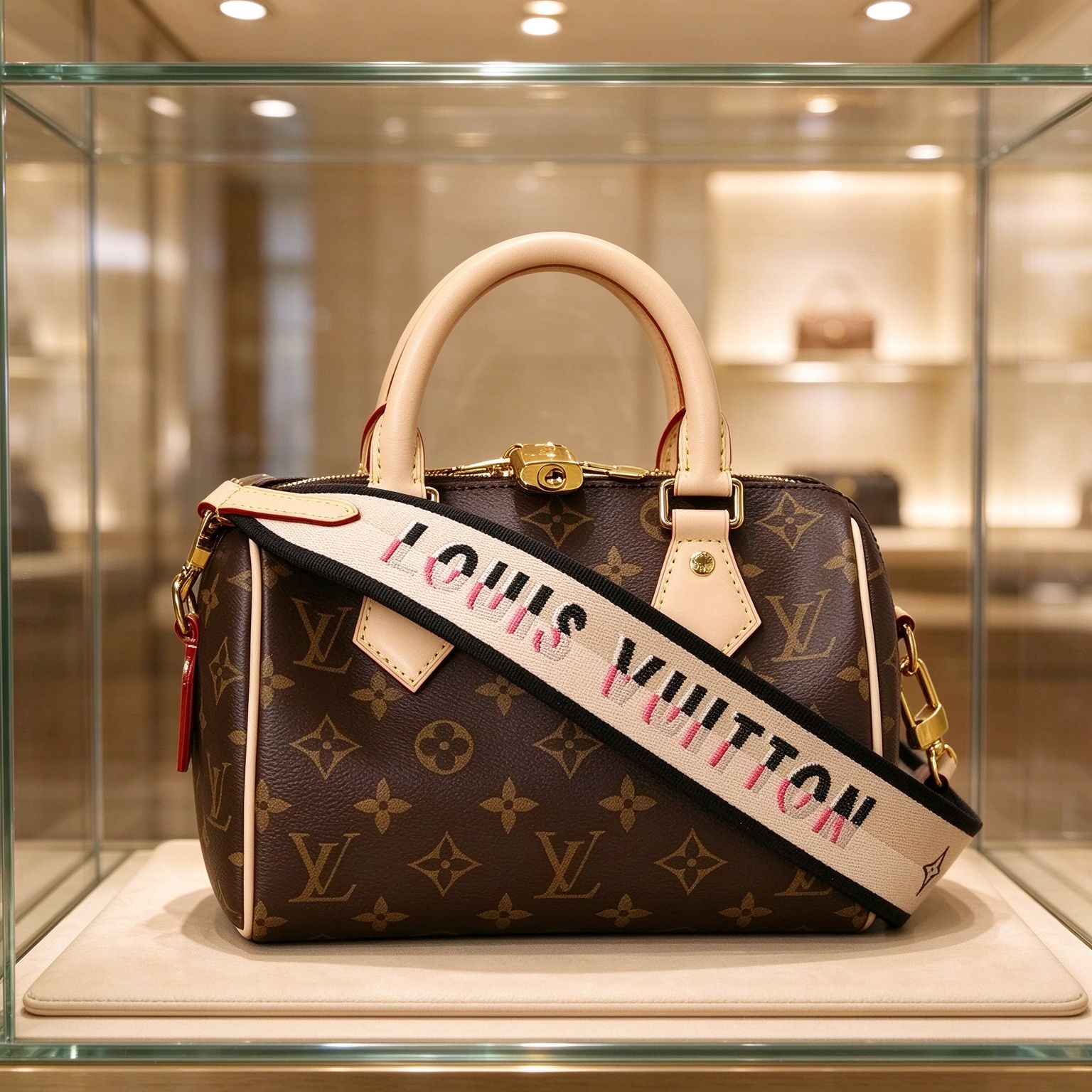 Classic Floral Mini Boston Bag with Embroidered Wide Shoulder Strap Handbag 图 2