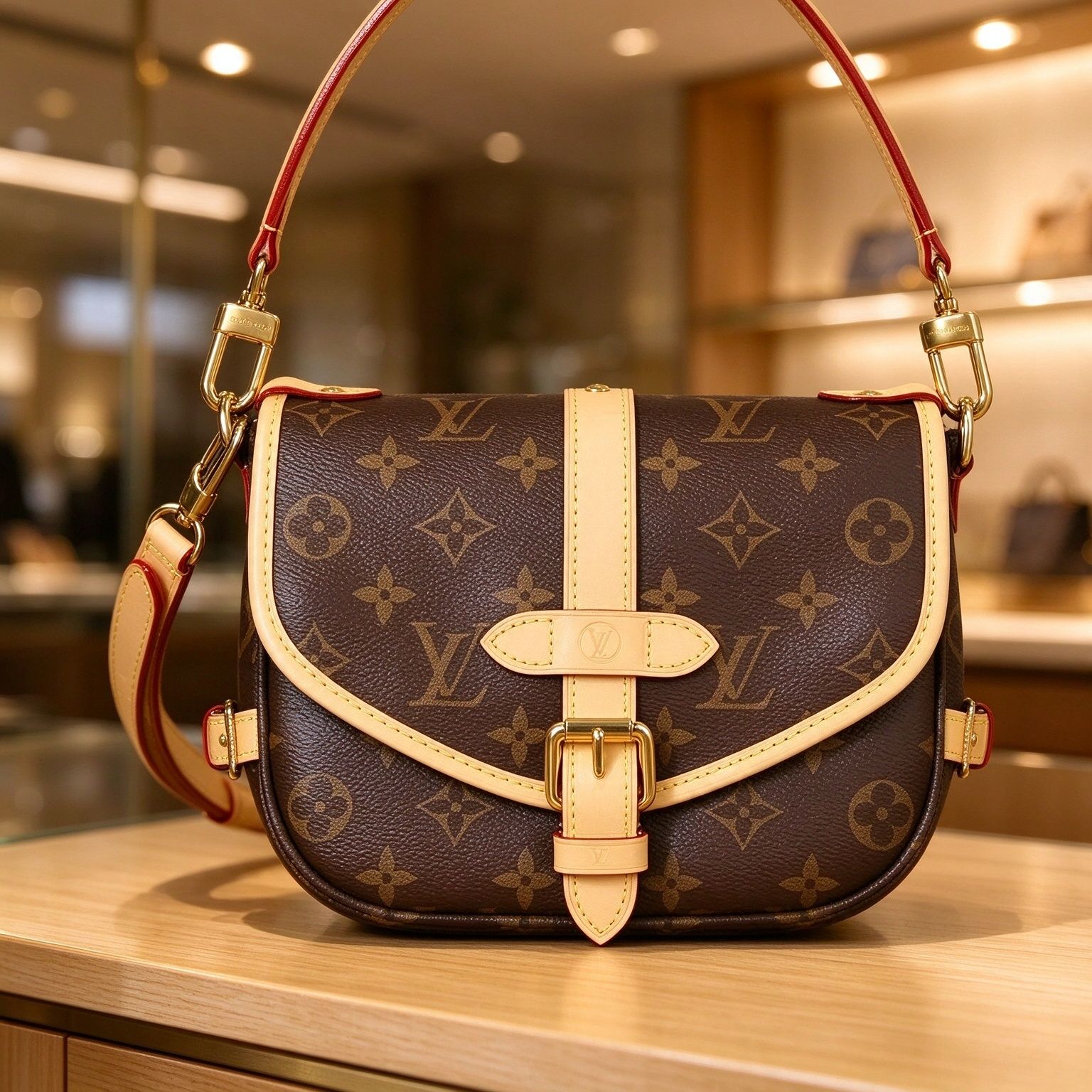 Vintage Floral Saddle Bag Women Flap Buckle Crossbody Bag Light Luxury Shoulder Handbag 图 5