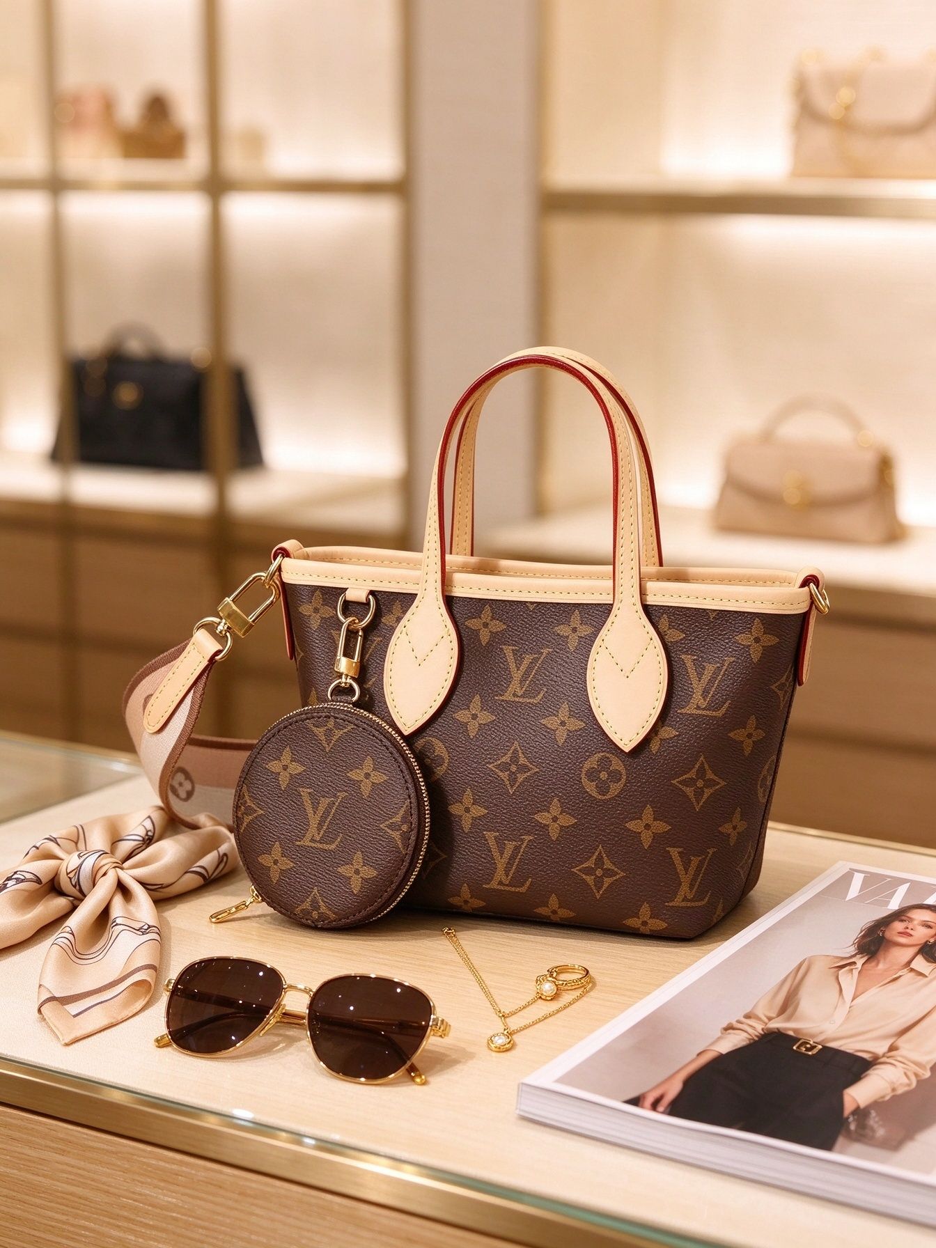 Classic old-fashioned mini tote with removable shoulder strap + round change purse 图 6
