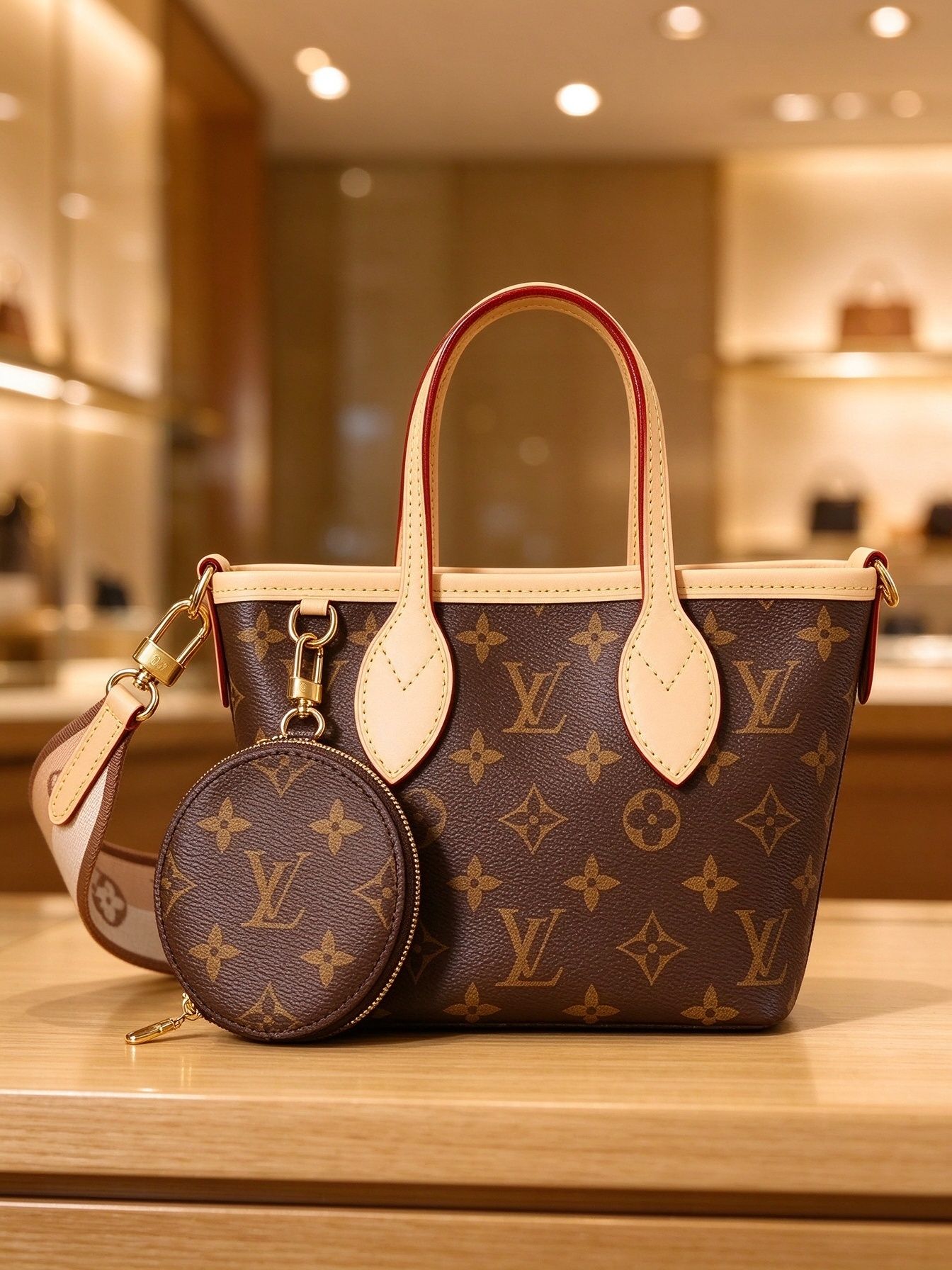 Classic old-fashioned mini tote with removable shoulder strap + round change purse 图 5