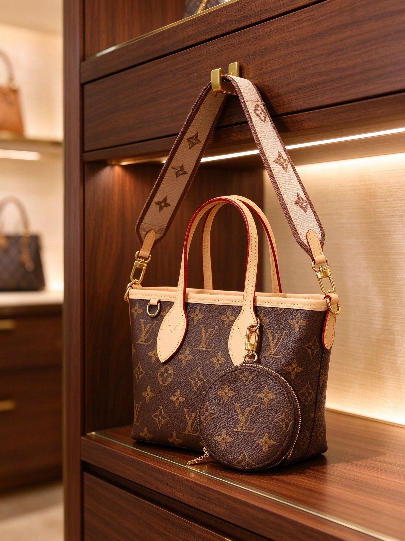 Classic old-fashioned mini tote with removable shoulder strap + round change purse 图 2