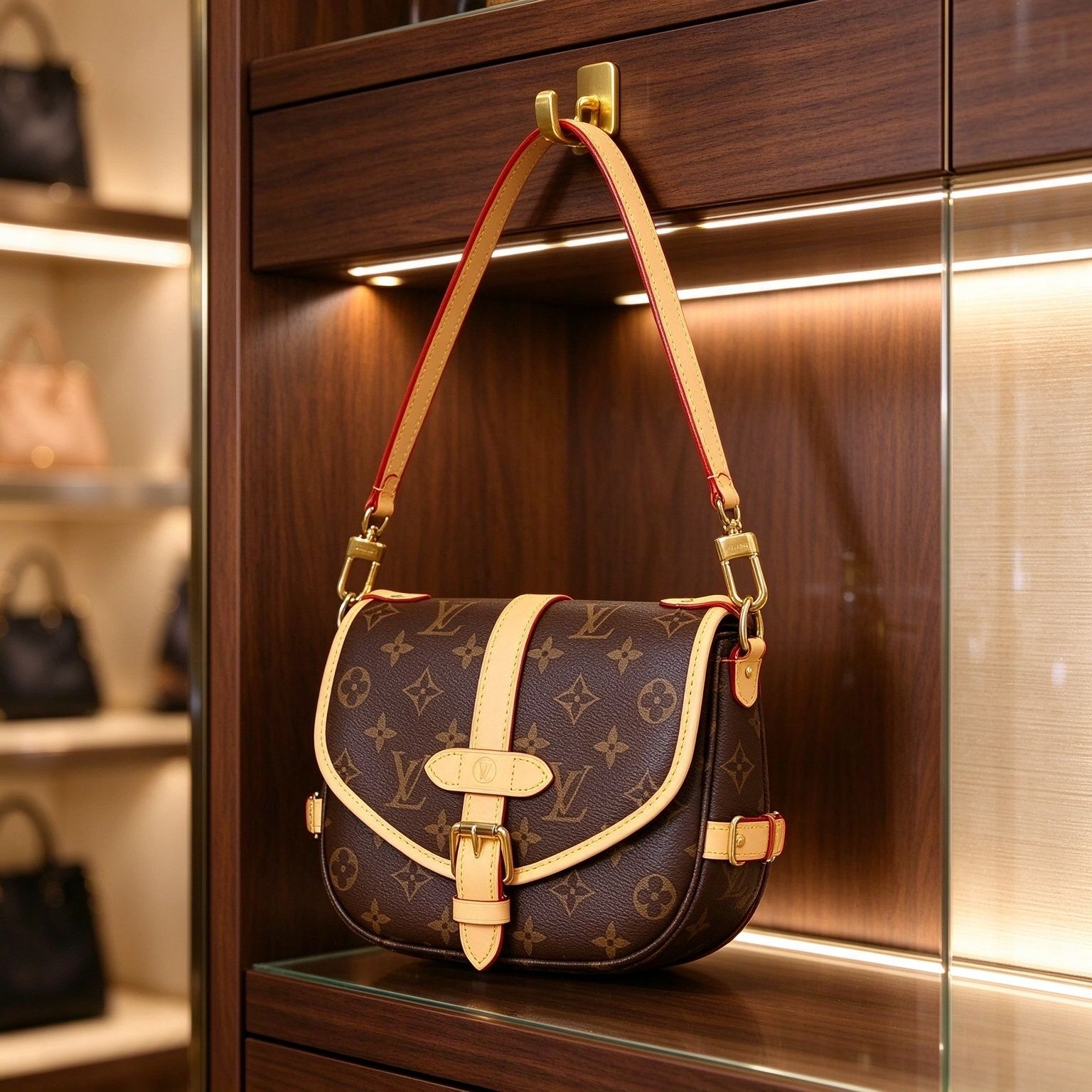 Vintage Floral Saddle Bag Women Flap Buckle Crossbody Bag Light Luxury Shoulder Handbag 图 2