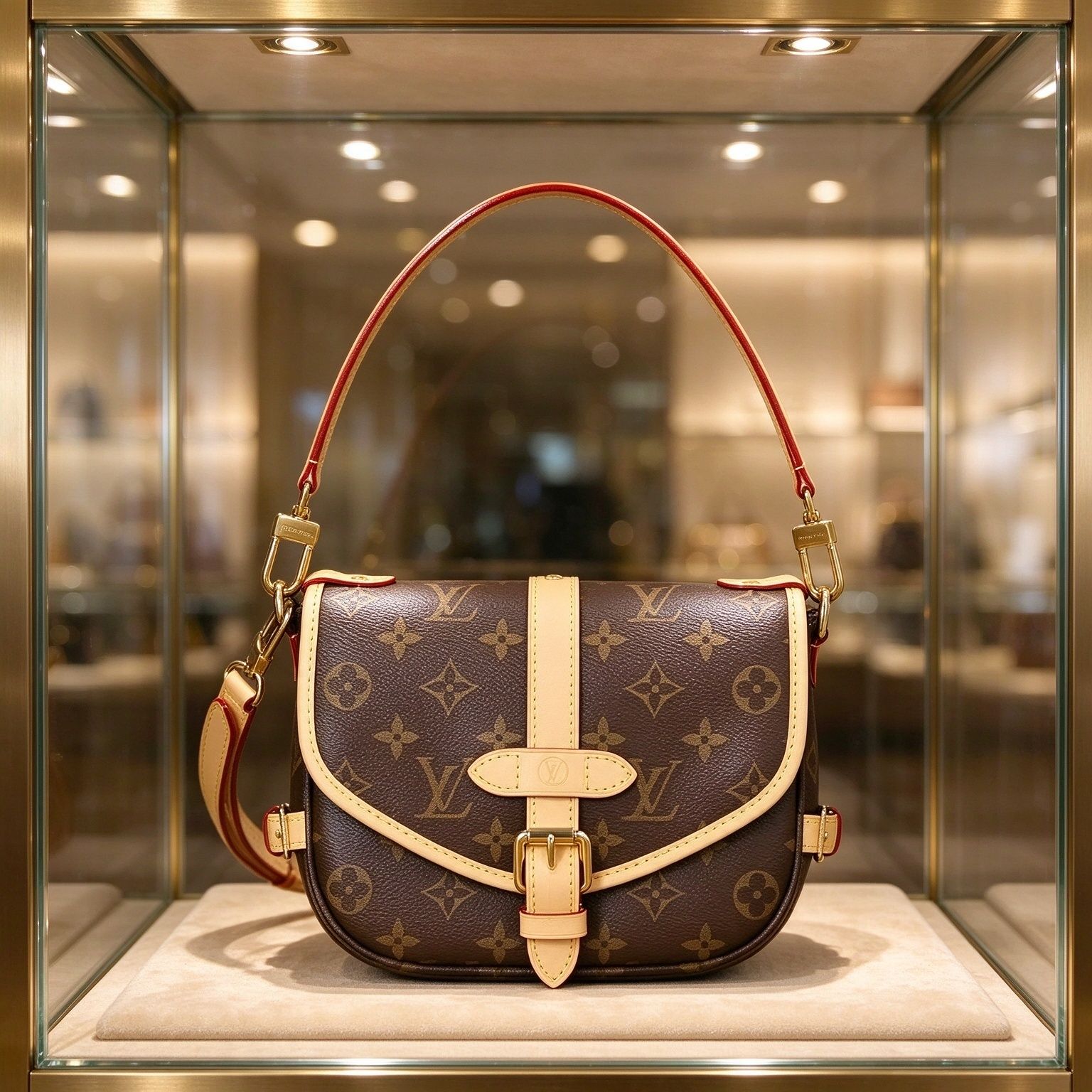 Vintage Floral Saddle Bag Women Flap Buckle Crossbody Bag Light Luxury Shoulder Handbag 图 3