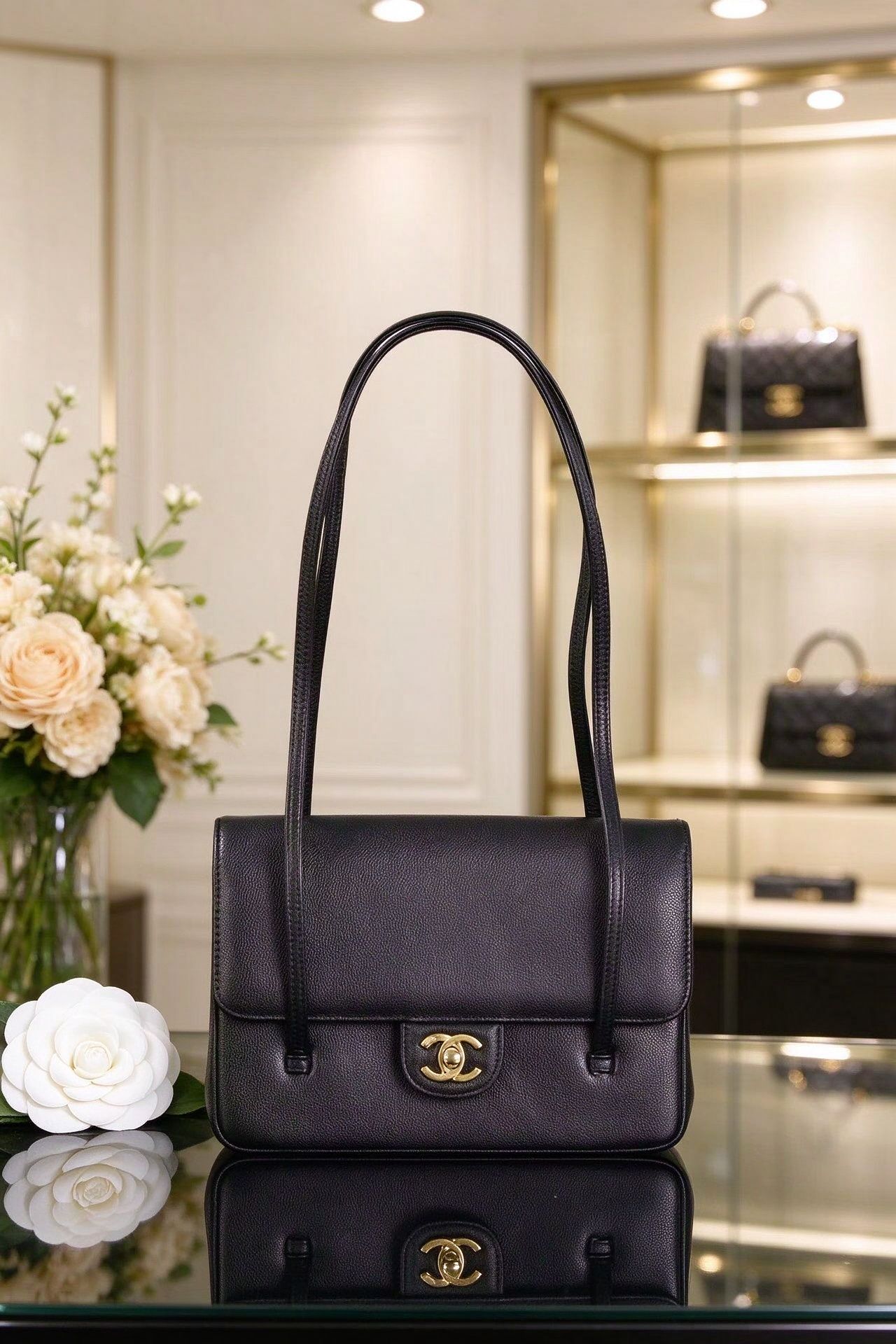 Classic Caviar Leather Flap Armpit Bag Vintage Shoulder Bag