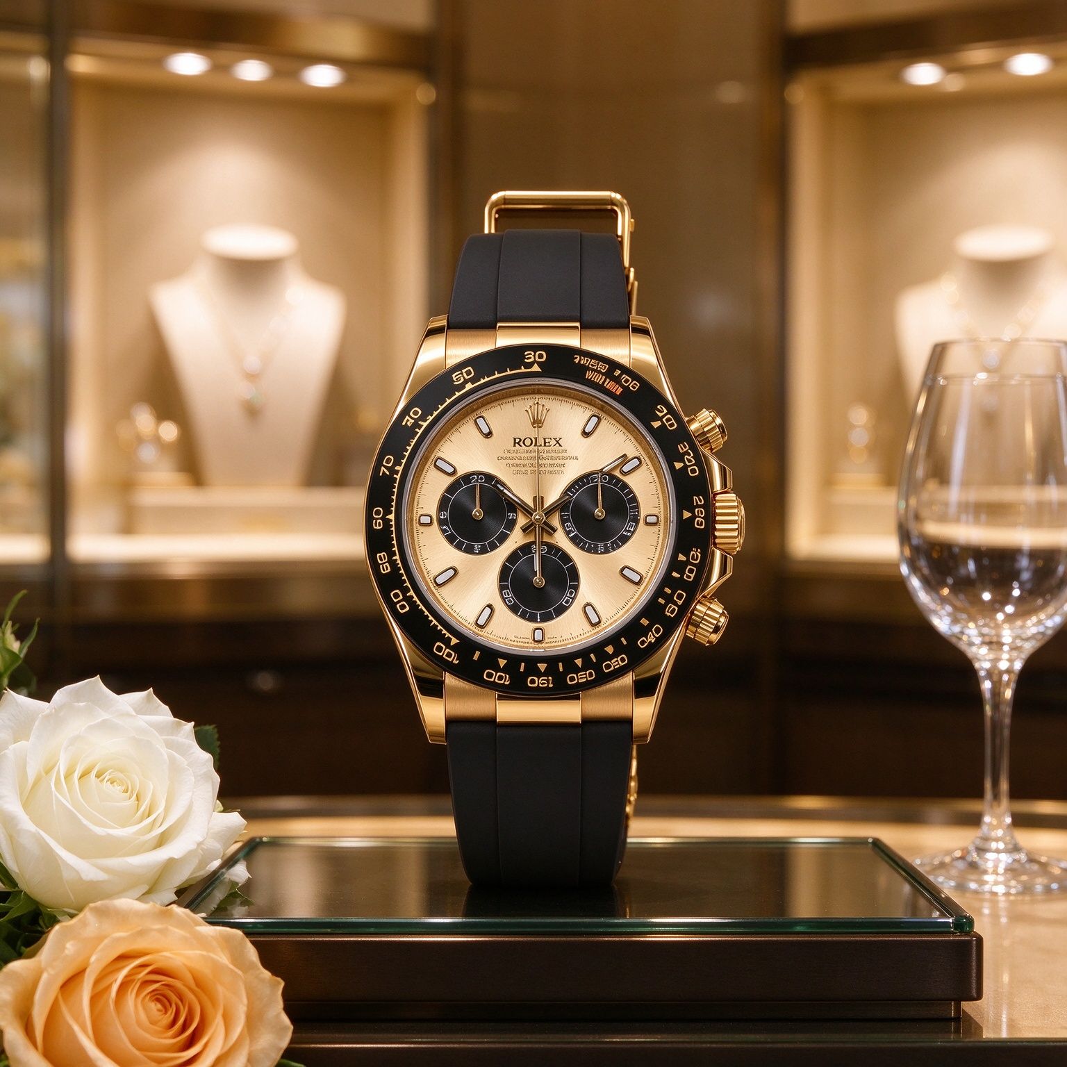 Light luxury men's chronograph 40mm black gold tape multifunction sports business quartz men's watch 图 6