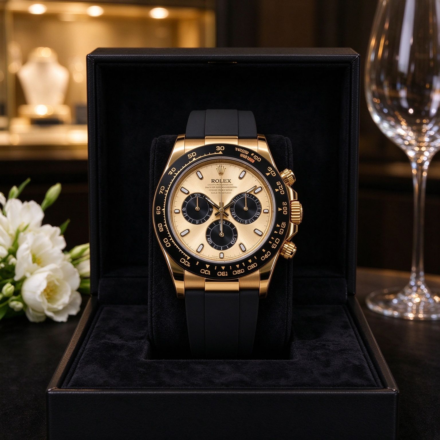 Light luxury men's chronograph 40mm black gold tape multifunction sports business quartz men's watch 图 5