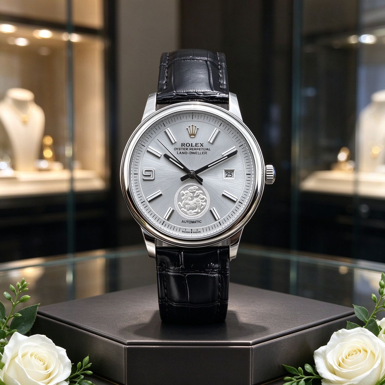 Light luxury business men's automatic watch 40mm embossed dial calendar display genuine leather strap men's watch 图 4