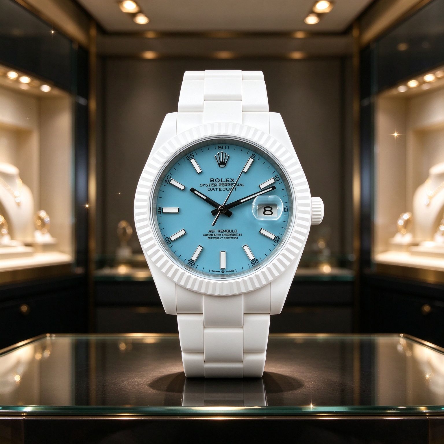 Light luxury white ceramic automatic men's watch 40mm light blue dial calendar display business casual men's watch