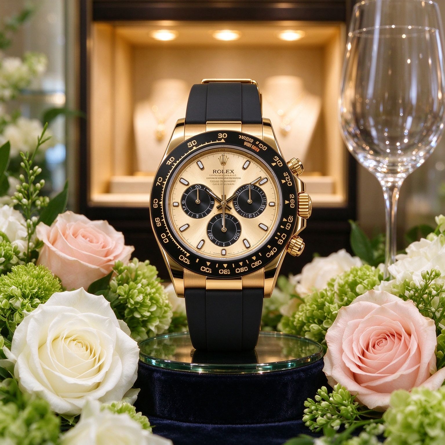 Light luxury men's chronograph 40mm black gold tape multifunction sports business quartz men's watch