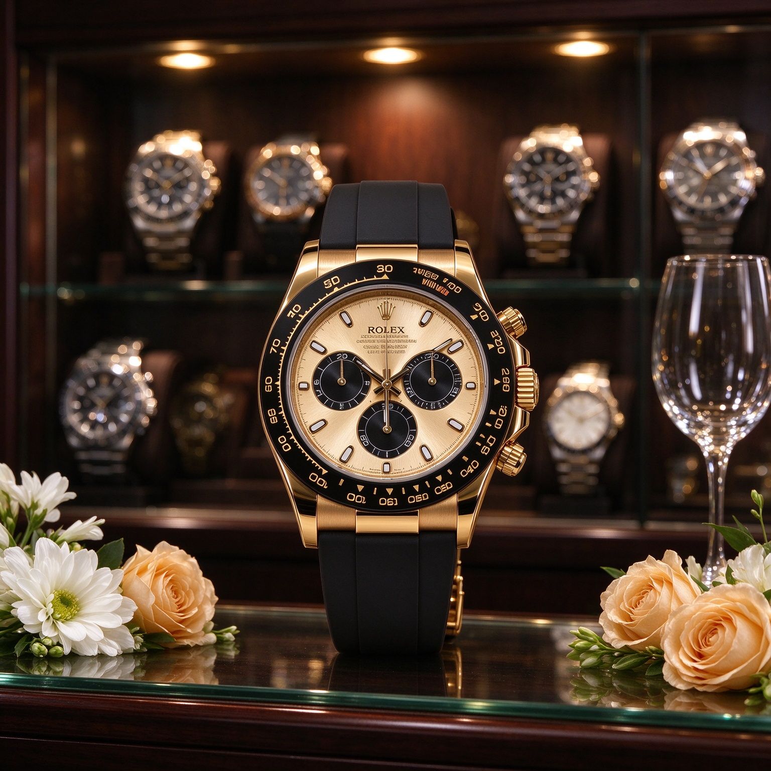 Light luxury men's chronograph 40mm black gold tape multifunction sports business quartz men's watch 图 3