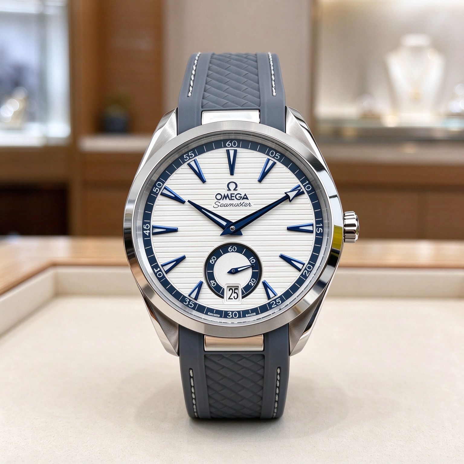 Omega Seamaster Aqua Terra White Small Second Men's Watch Rubber Band Business Sport Watch