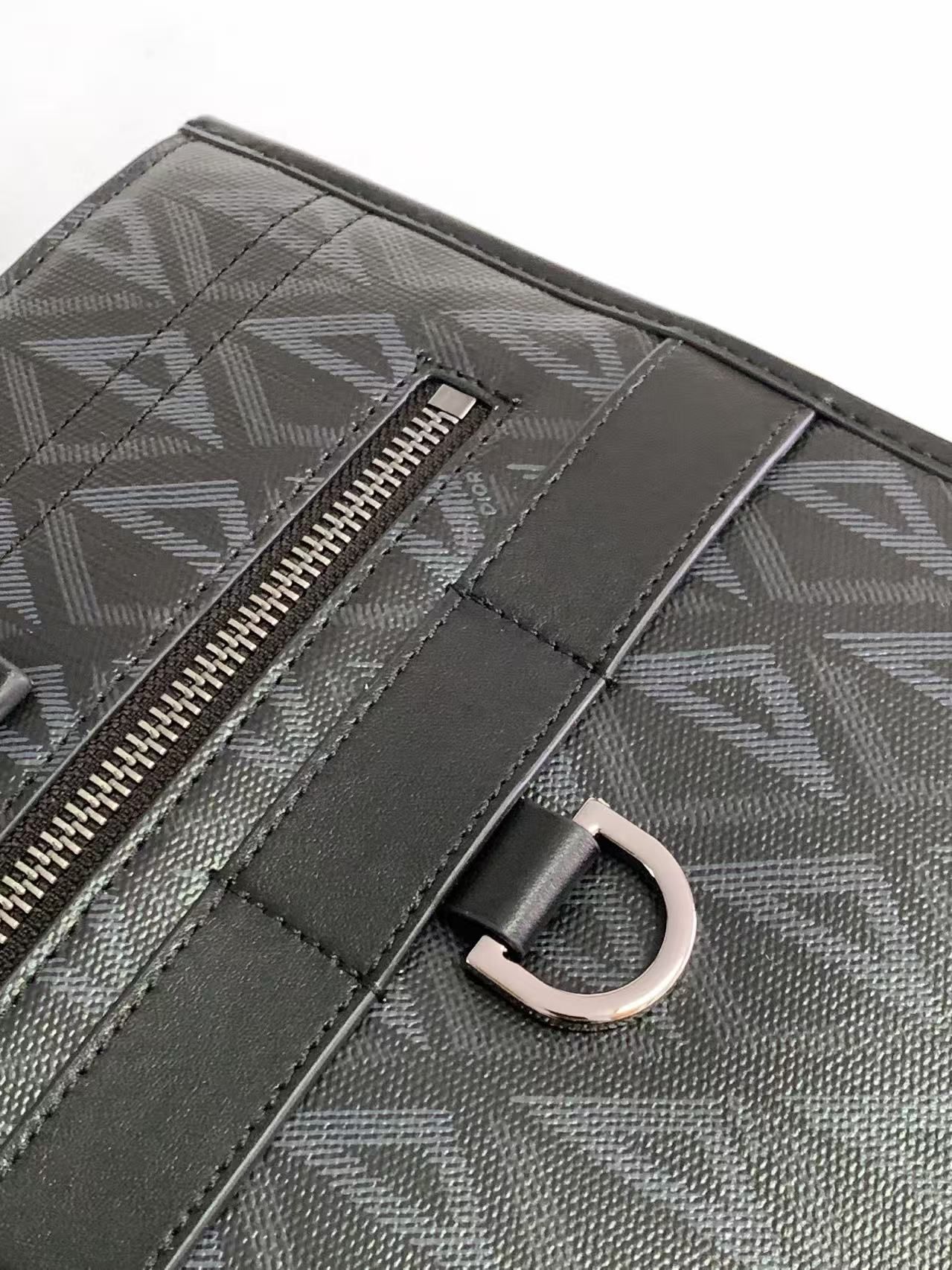 Dior Safari Men's Tote CD Diamond Black Diamond Canvas Handbag Business Laptop Bag 图 6