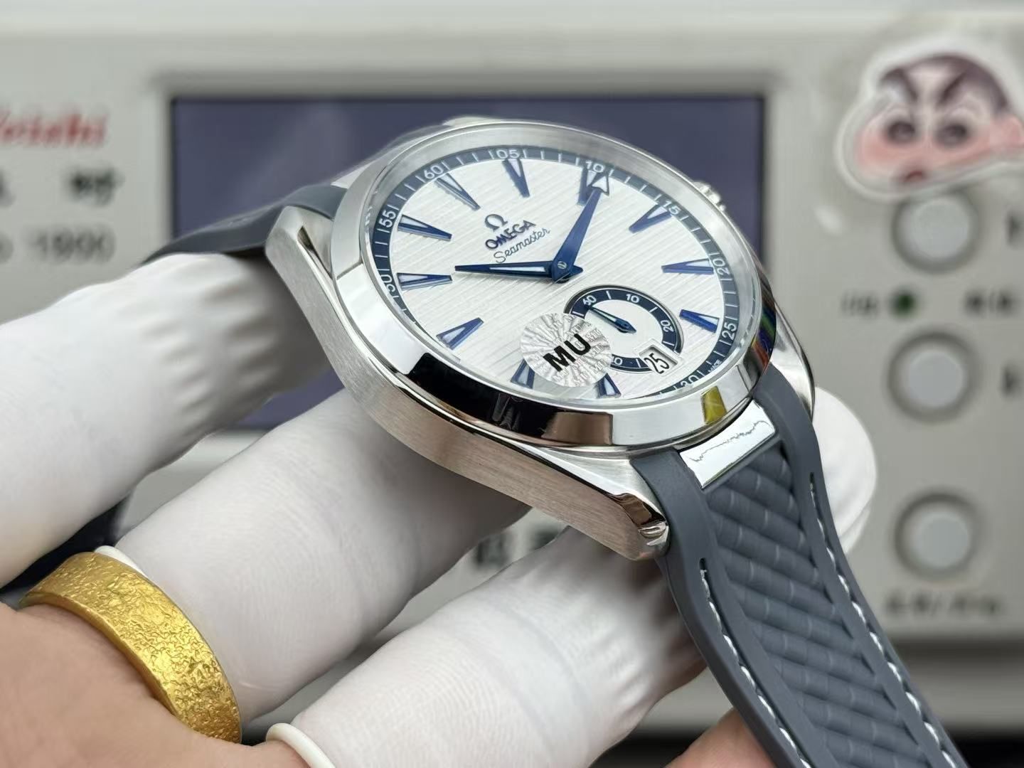 Omega Seamaster Aqua Terra White Small Second Men's Watch Rubber Band Business Sport Watch 图 6