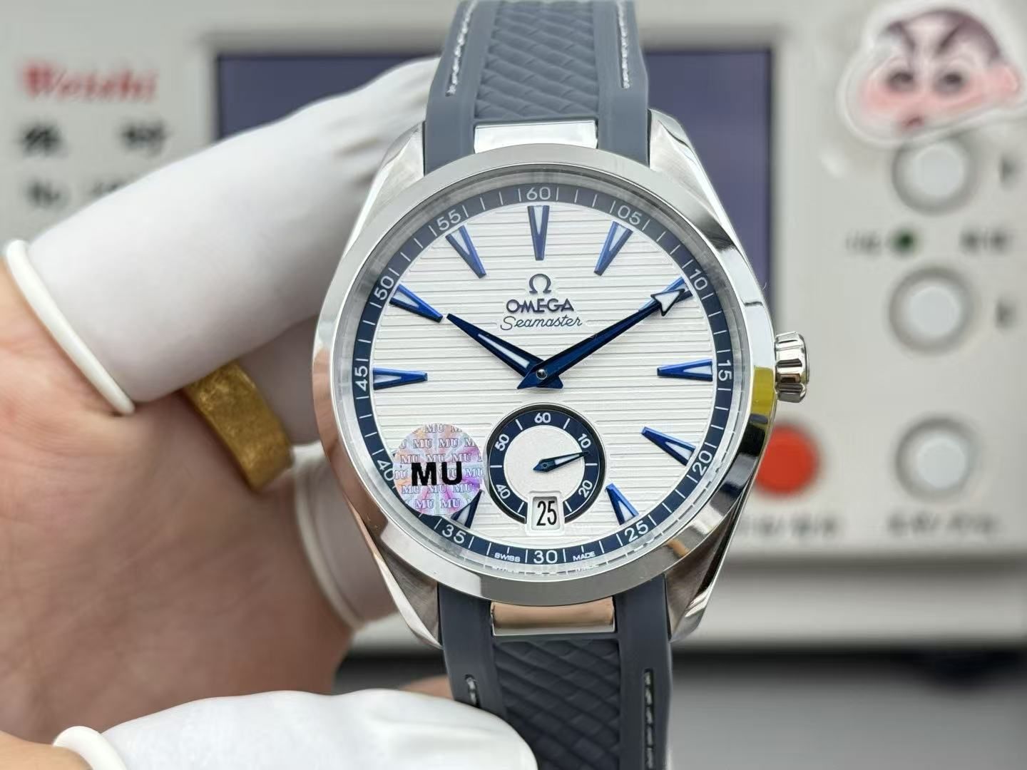 Omega Seamaster Aqua Terra White Small Second Men's Watch Rubber Band Business Sport Watch