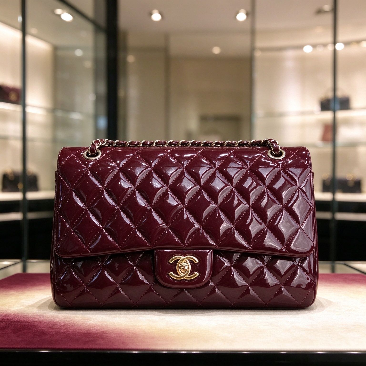 Chanel Glossy Patent Leather Diamond Plaid Flap Chain Women's Bag Light Luxury Shoulder Messenger Bag Banquet Commuter Bag 6 Colors Optional 图 3