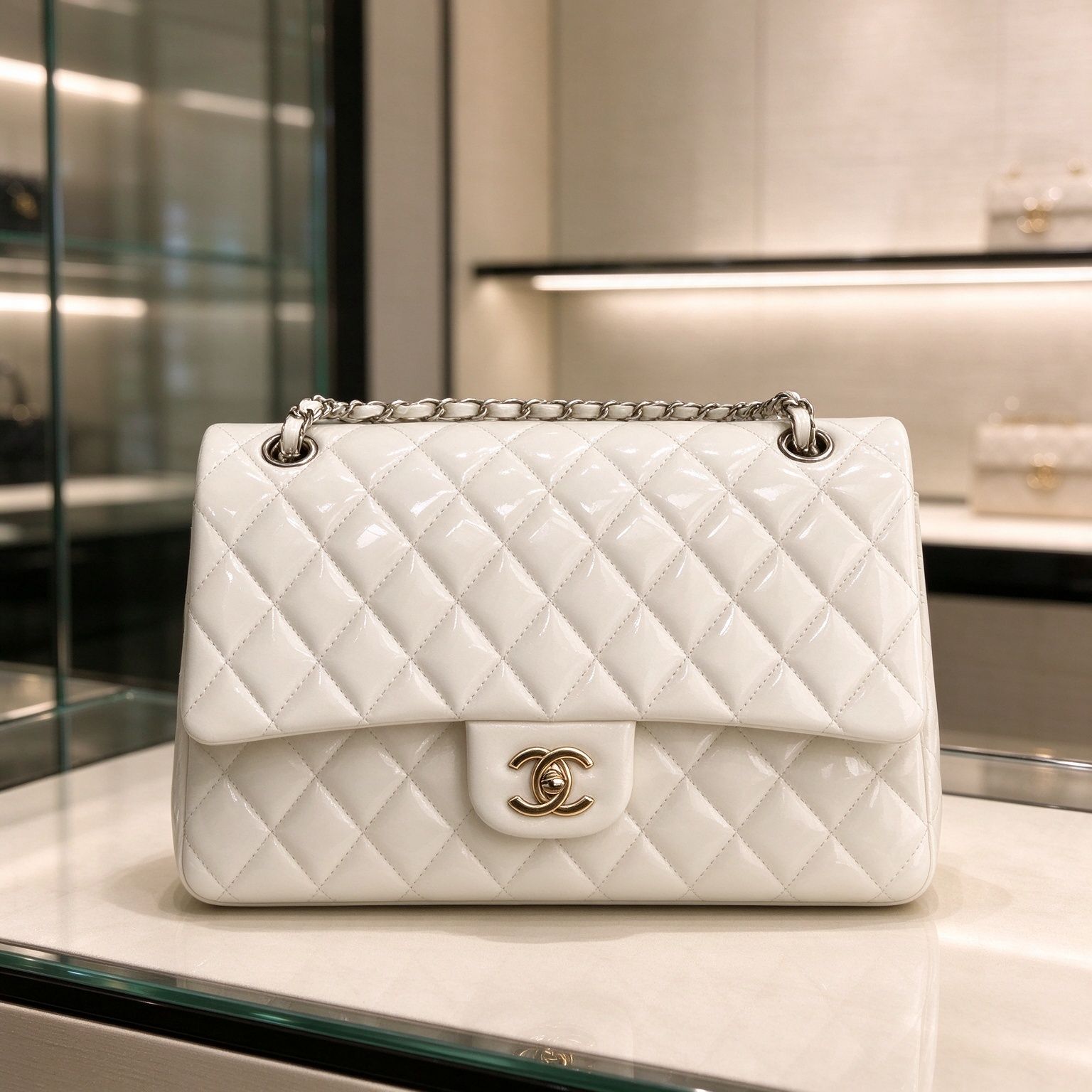 Chanel Glossy Patent Leather Diamond Plaid Flap Chain Women's Bag Light Luxury Shoulder Messenger Bag Banquet Commuter Bag 6 Colors Optional