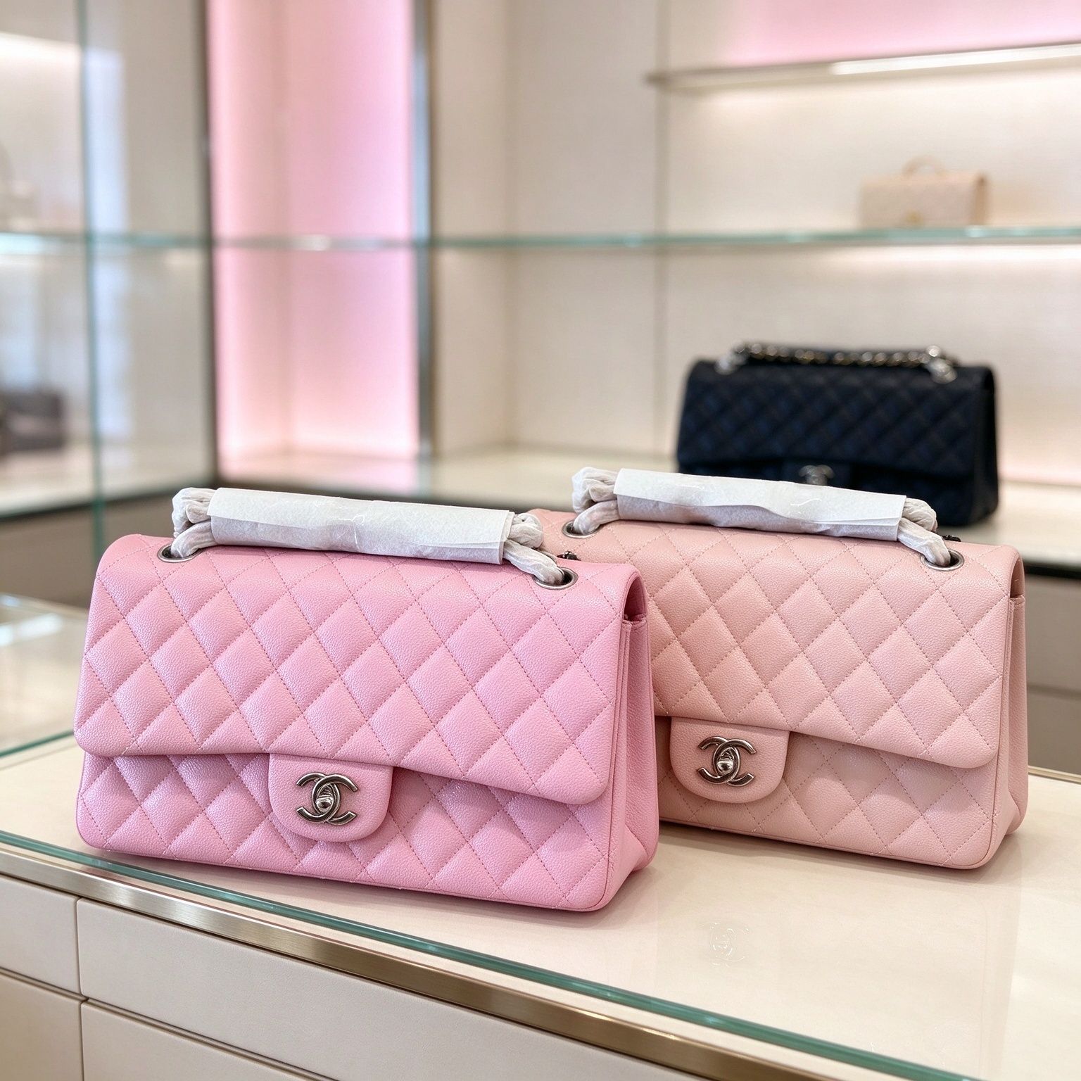 Classic Diamond Plaid Caviar Leather Flap Chain Bag Women's Light Luxury Crossbody Shoulder Bag Commuter Dinner Bag 3 Colors 图 2