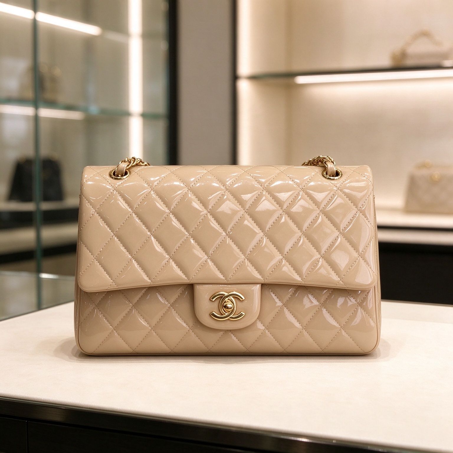 Chanel Glossy Patent Leather Diamond Plaid Flap Chain Women's Bag Light Luxury Shoulder Messenger Bag Banquet Commuter Bag 6 Colors Optional 图 5