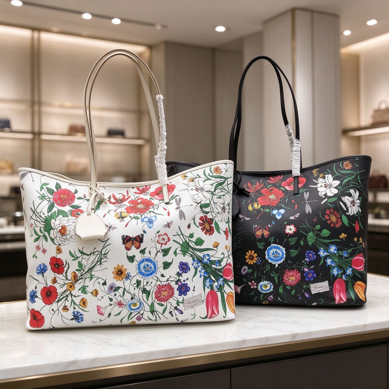 Gucci Spot Floral Print Tote for Women, 2026 New Large Capacity