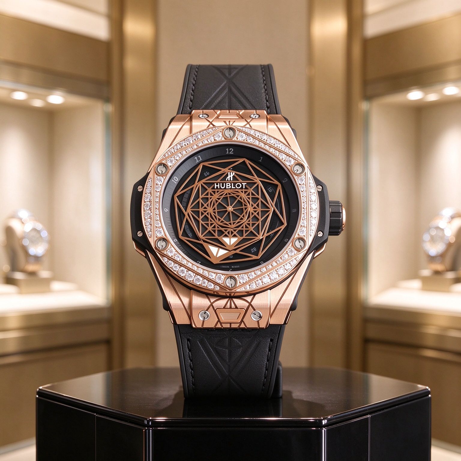 Hublot Big Bang Tattoo Full Diamond Men's Watch, 5 Colors Optional, Belt, Auto
