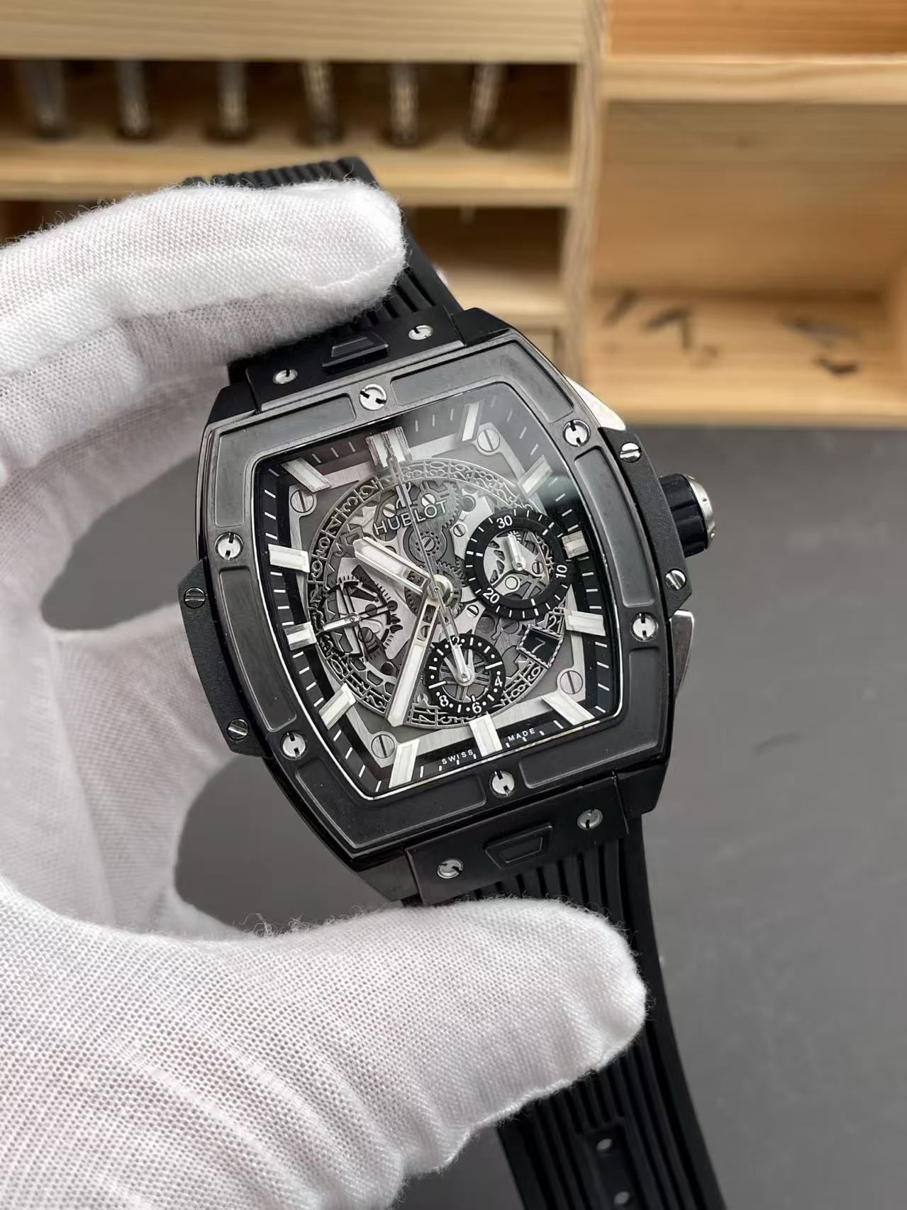 Hublot Keg Shape Soul Big Bang, Black Ceramic, Skeleton Chronograph, Rubber Strap 图 3